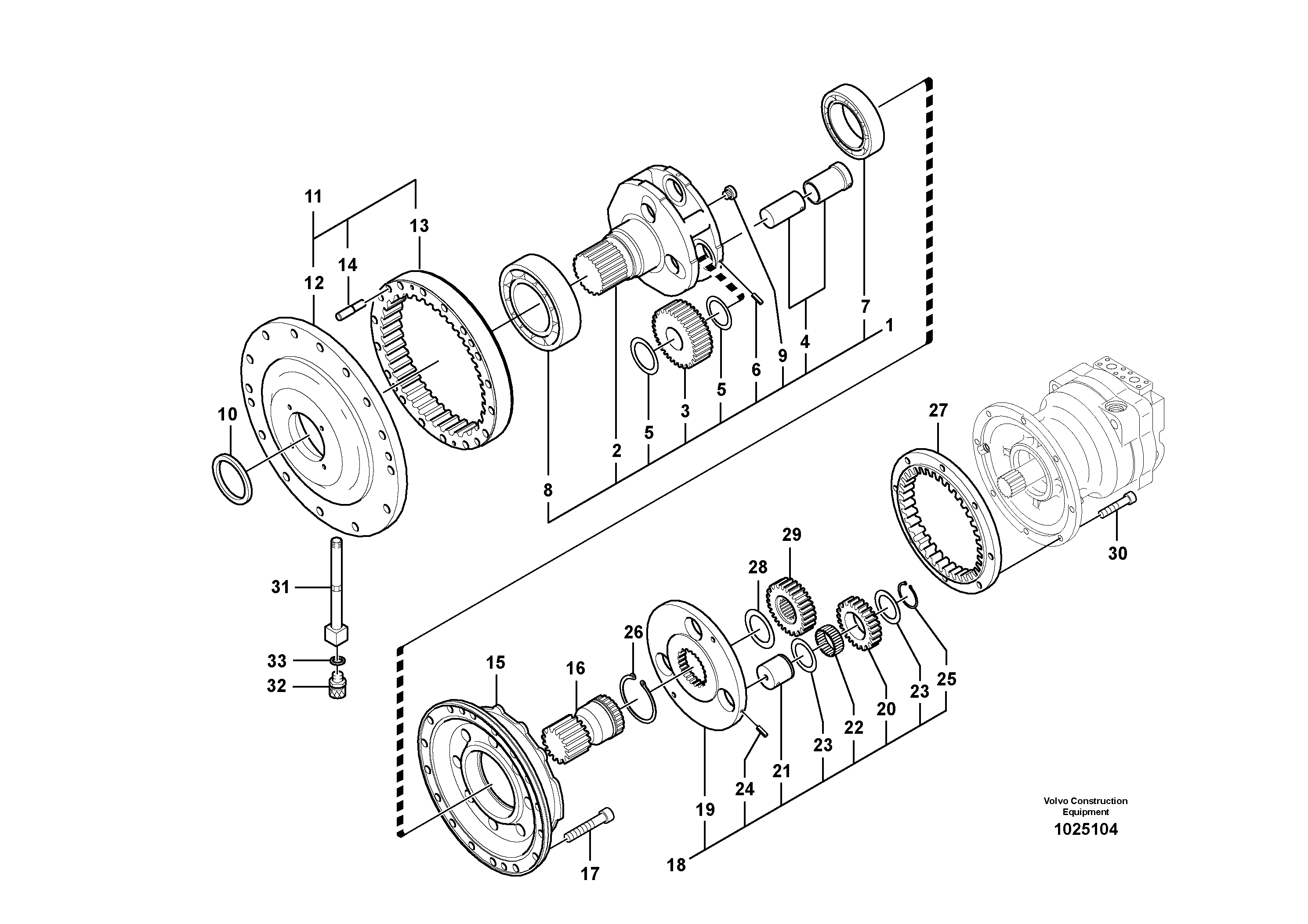 Схема запчастей Volvo FC3329C - 100025 Swing gearbox 