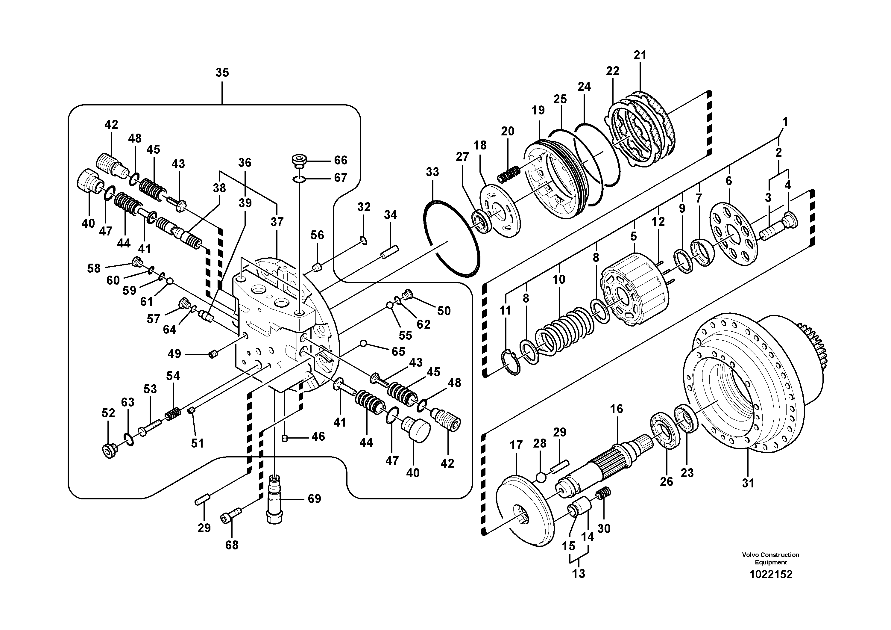 Схема запчастей Volvo FC2121C - 102315 Гидромотор хода 