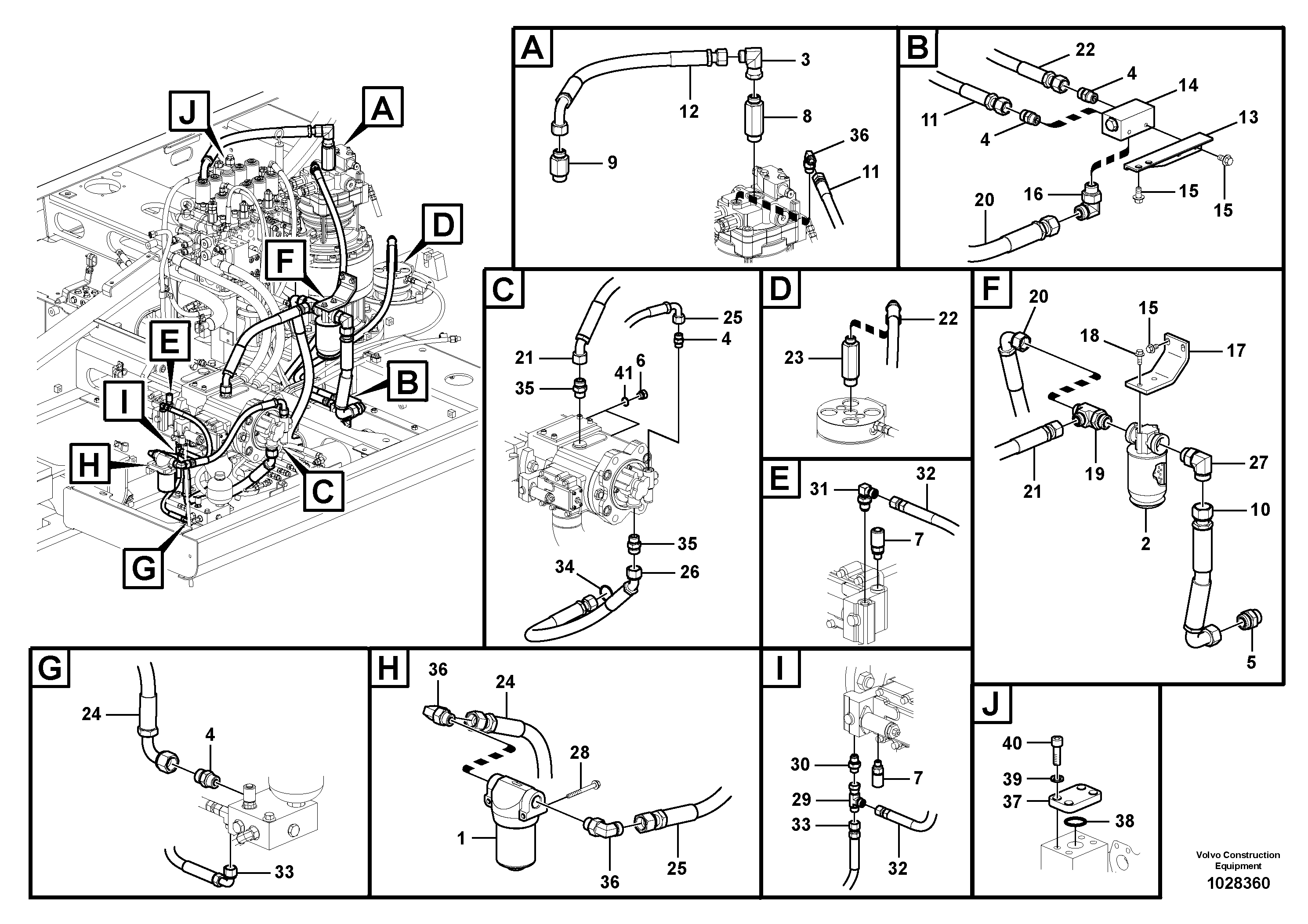 Схема запчастей Volvo FC2121C - 77826 Servo system, pump piping and filter mount 