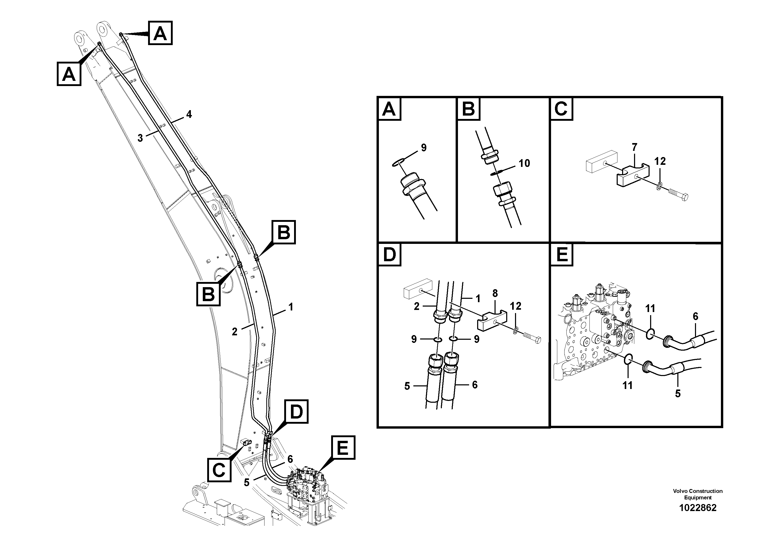 Схема запчастей Volvo FC2121C - 38890 Working hydraulic, dipper arm cylinder on boom 