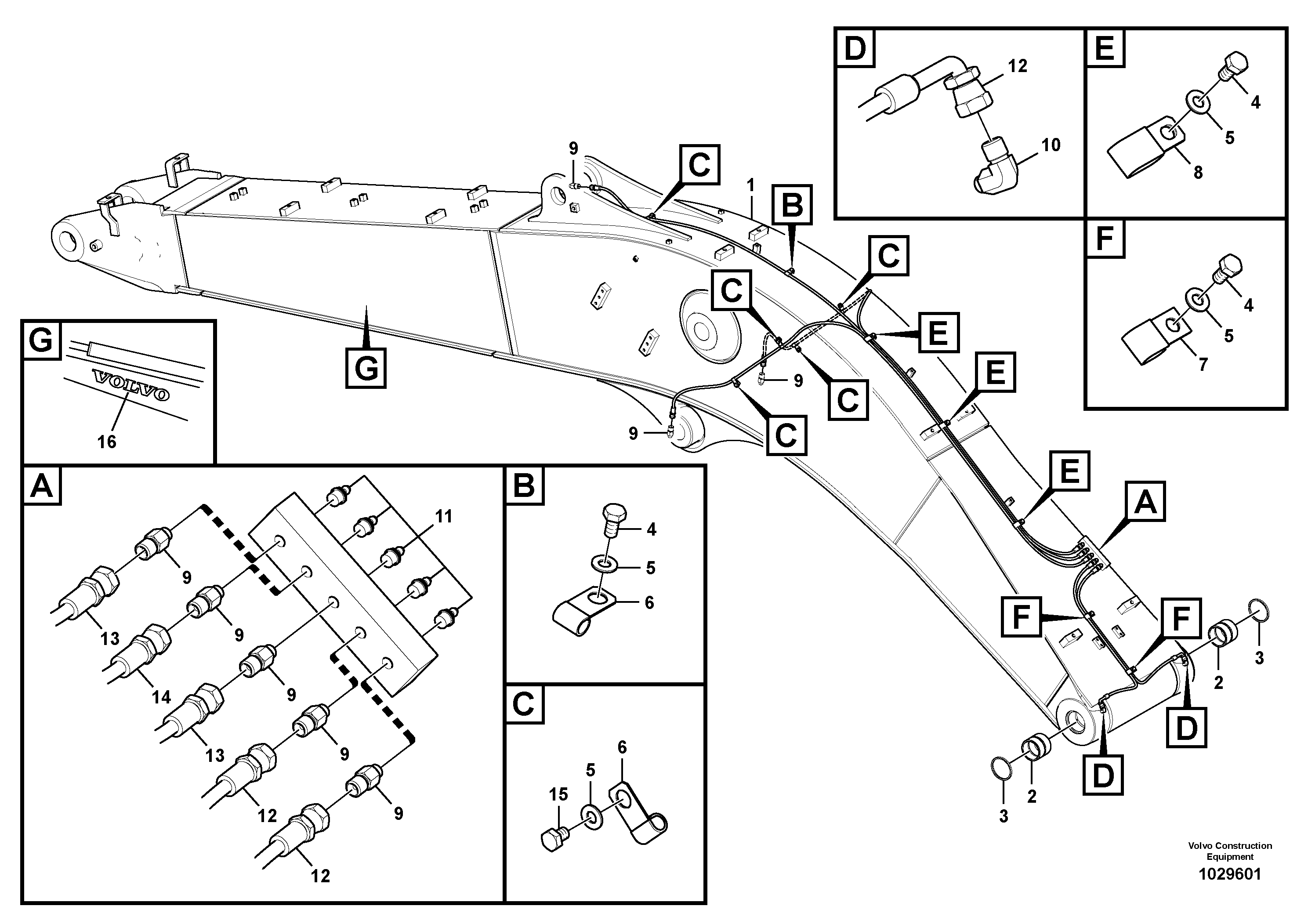 Схема запчастей Volvo FC2121C - 46211 Boom and grease piping 