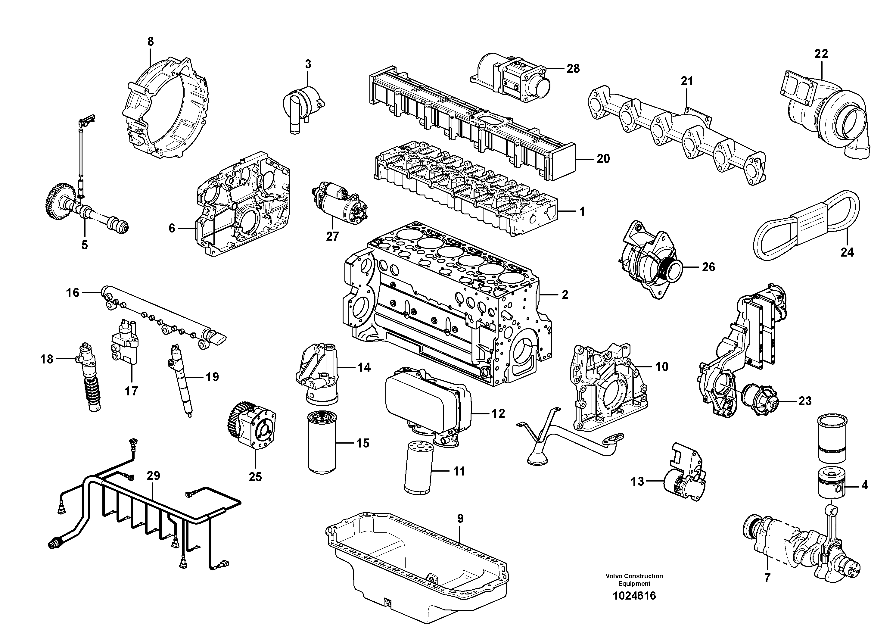 Схема запчастей Volvo FC2121C - 16352 Двигатель в сборе 