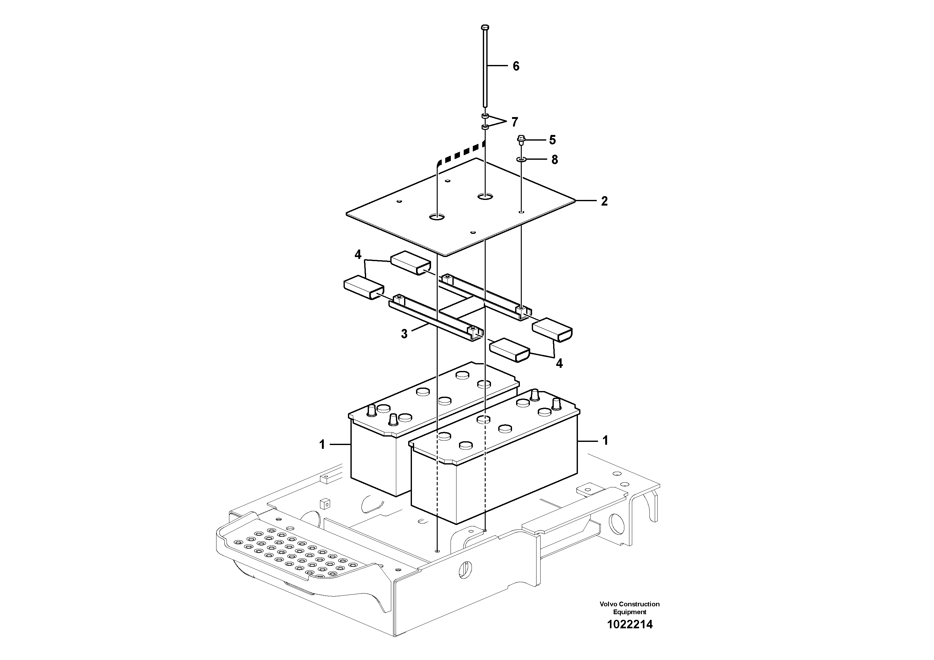 Схема запчастей Volvo FC2121C - 1527 Battery with assembling details 