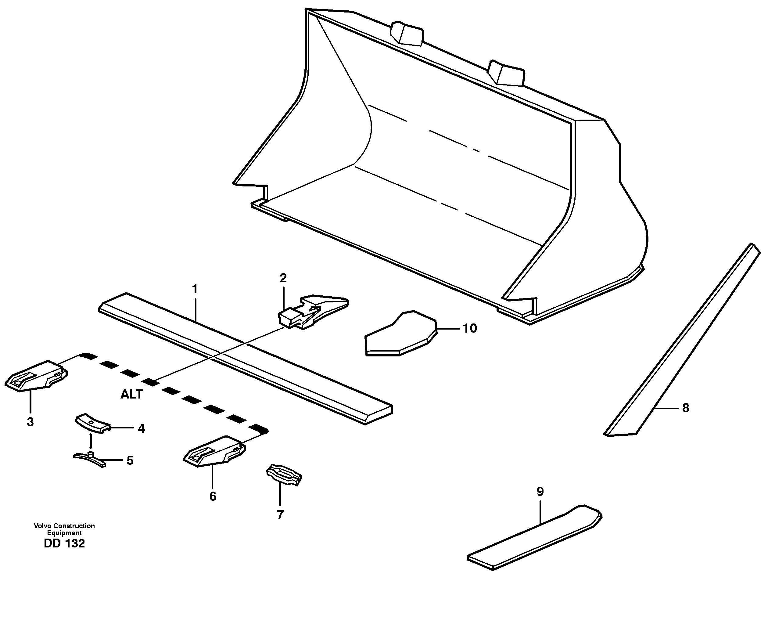 Схема запчастей Volvo EW140 - 15279 Bucket, straight with teeth ATTACHMENTS ATTACHMENTS BUCKETS
