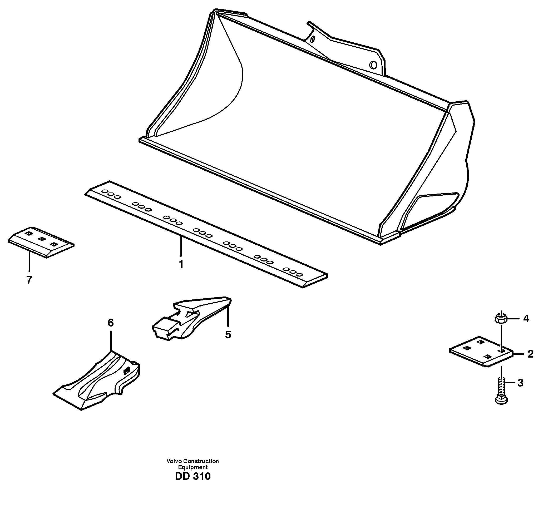 Схема запчастей Volvo EW140 - 17986 Bucket, straight with teeth ATTACHMENTS ATTACHMENTS BUCKETS
