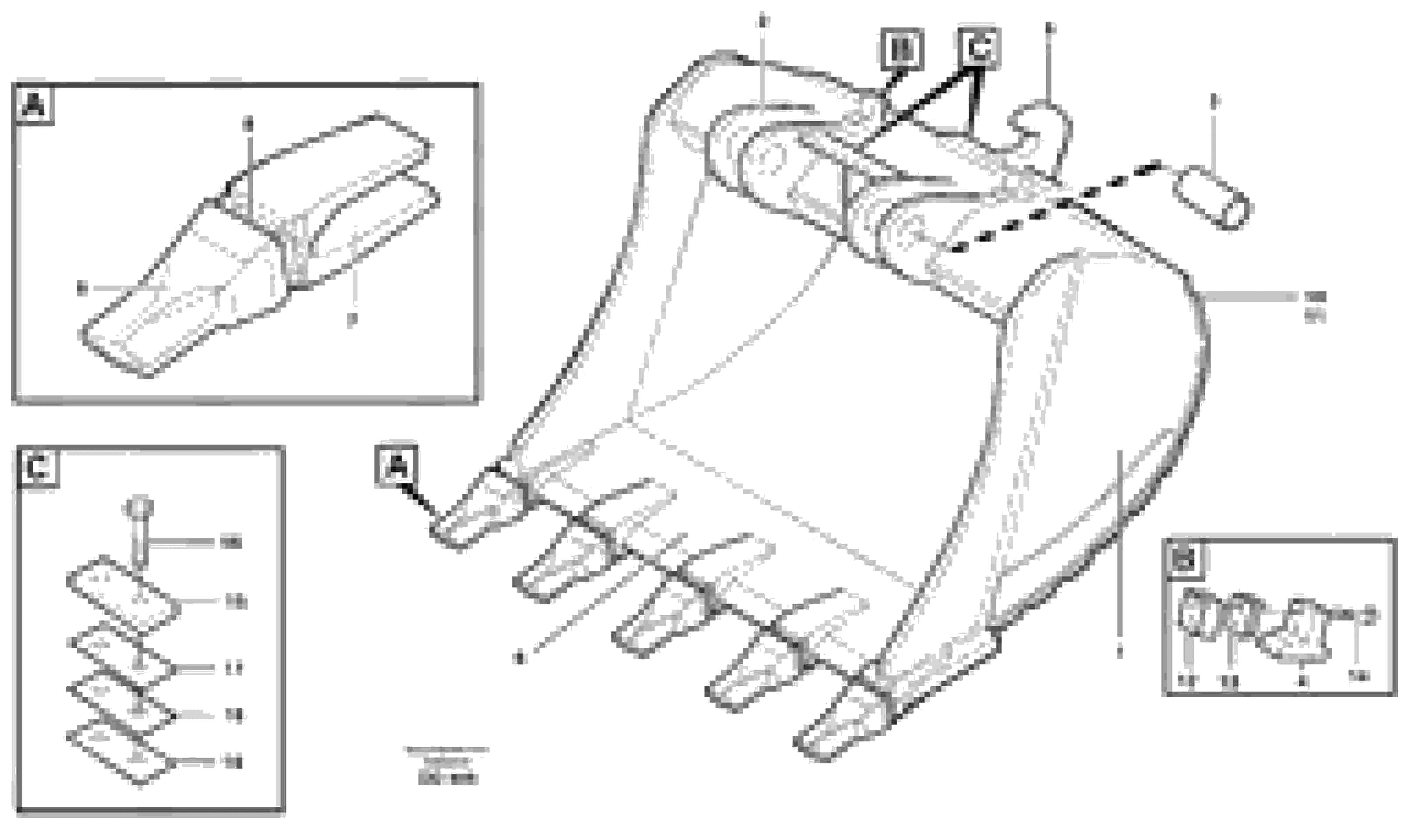 Схема запчастей Volvo EW140 - 34077 Buckets for Quickfit, S3 Combi Parts ATTACHMENTS ATTACHMENTS BUCKETS