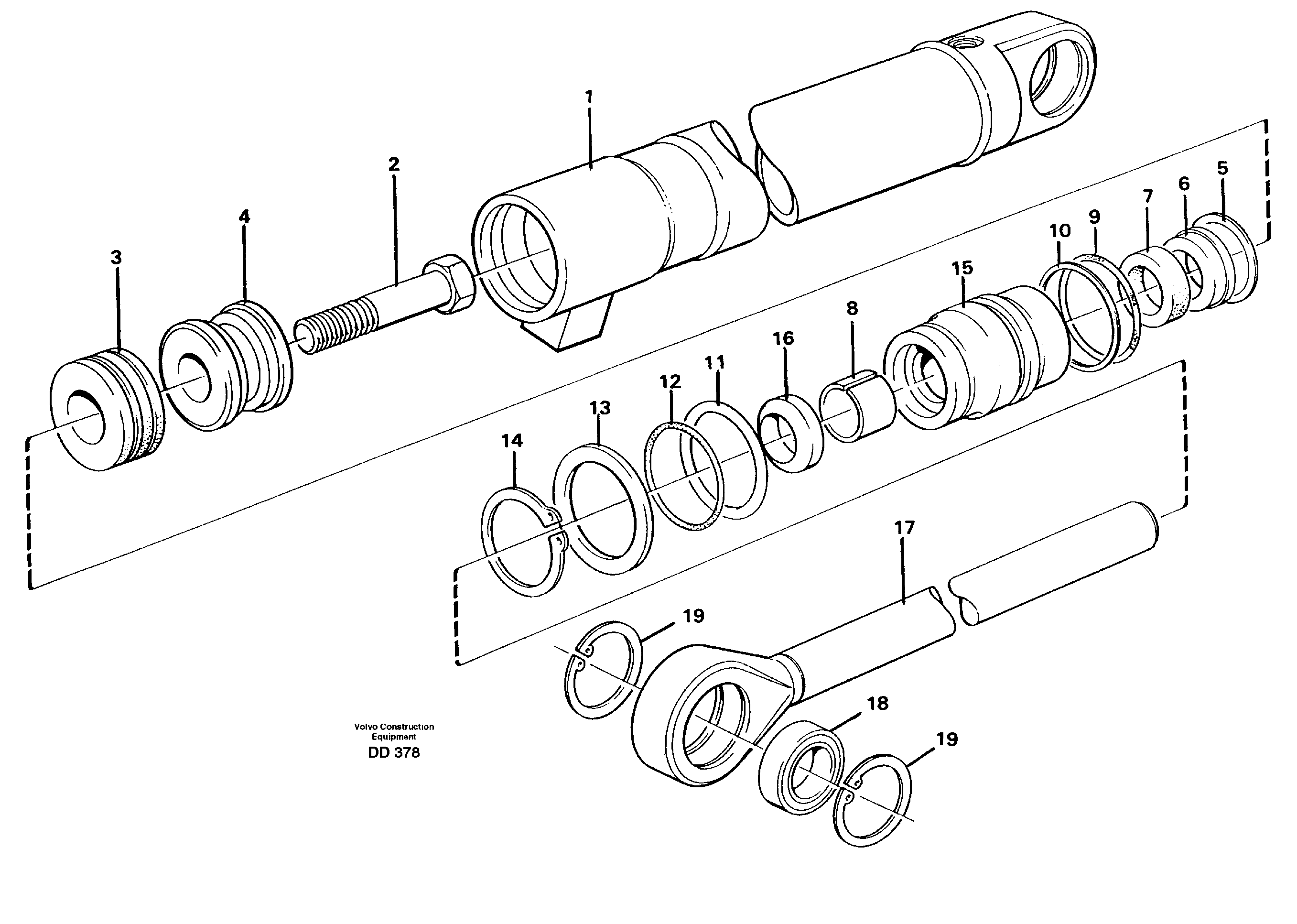 Схема запчастей Volvo EW140 - 66220 Гидроцилиндр ATTACHMENTS ATTACHMENTS BUCKETS