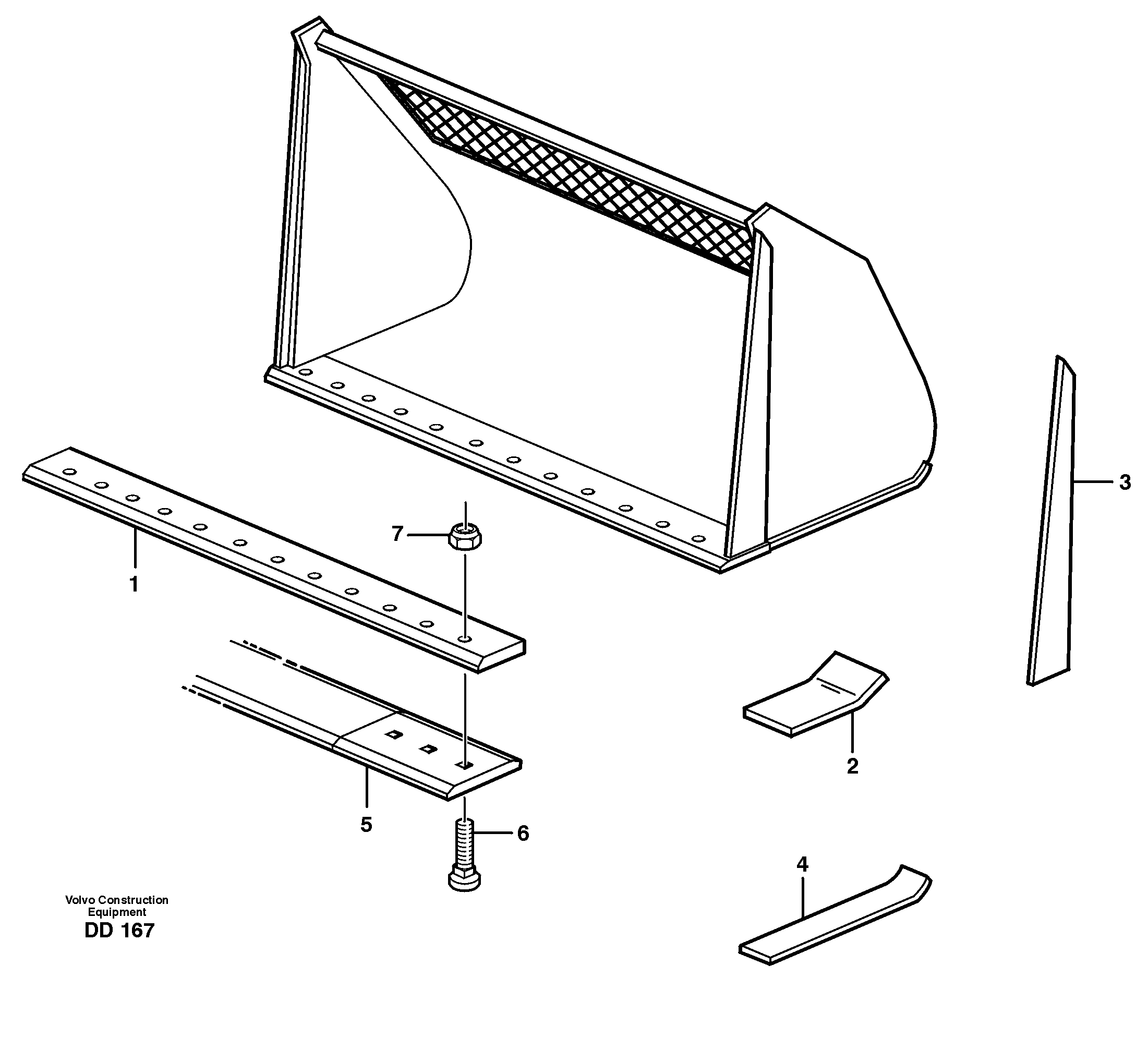 Схема запчастей Volvo EW140 - 20858 Light materials bucket ATTACHMENTS ATTACHMENTS BUCKETS