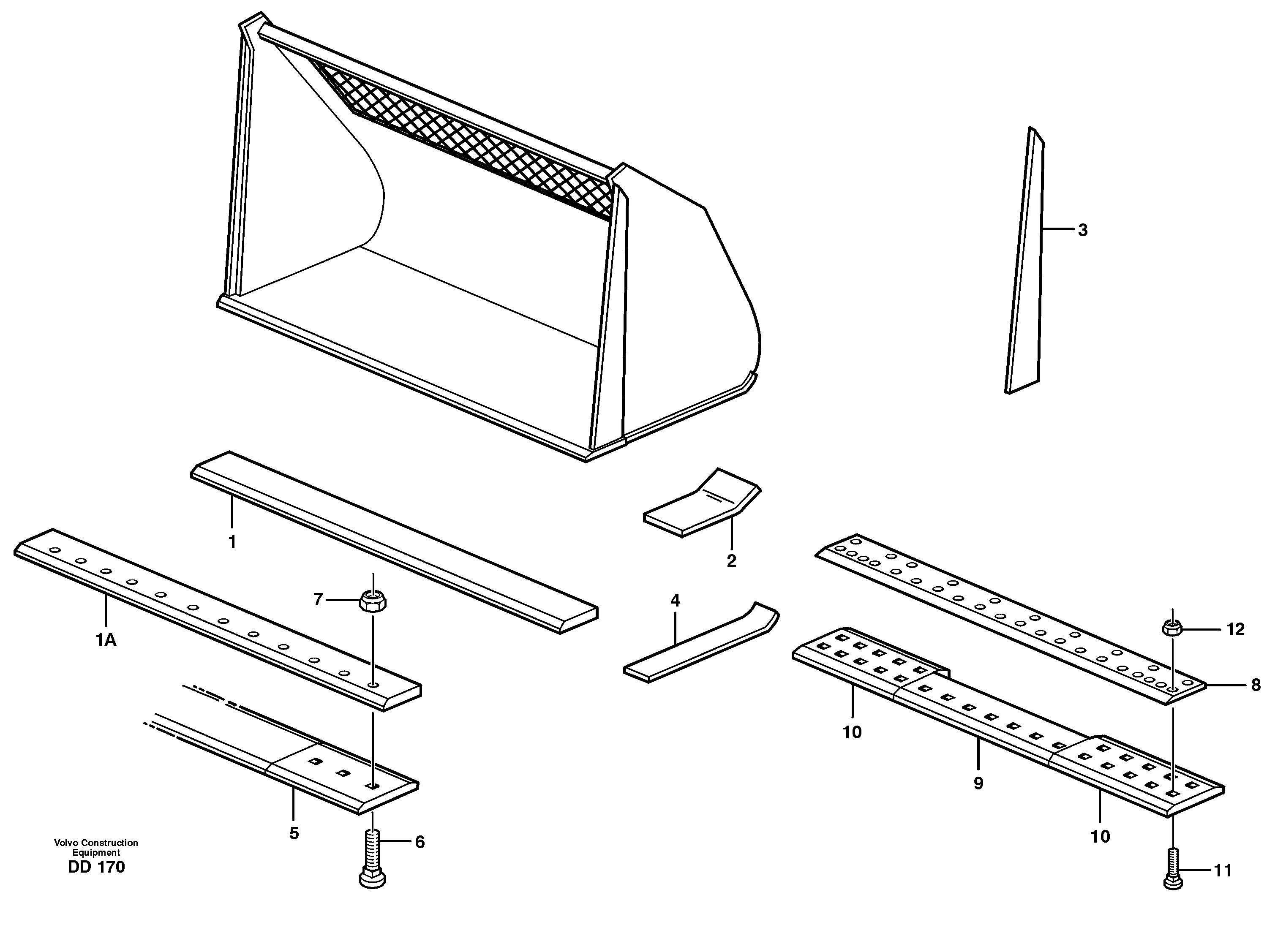 Схема запчастей Volvo EW140 - 79347 Light materials bucket ATTACHMENTS ATTACHMENTS BUCKETS
