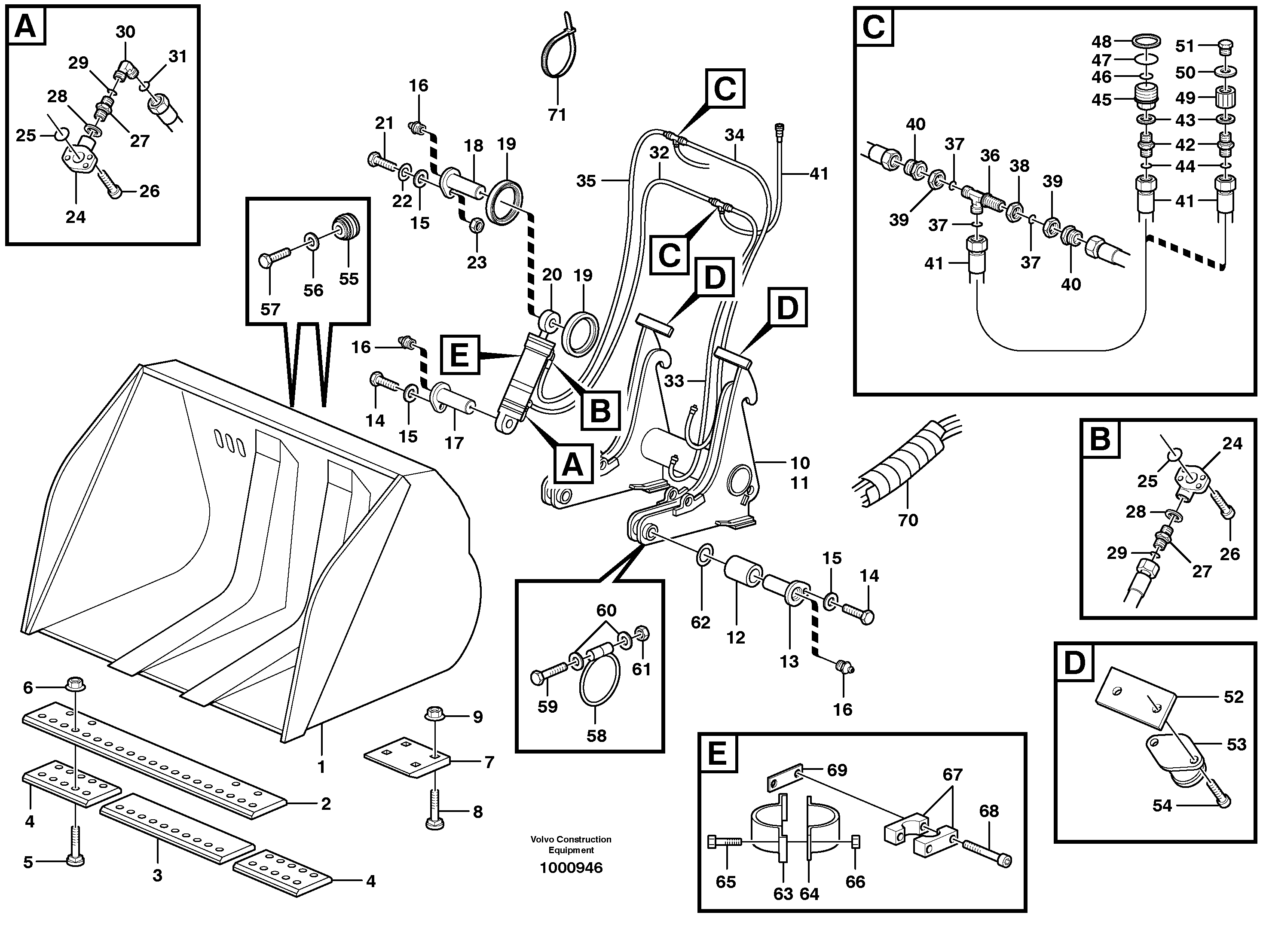 Схема запчастей Volvo EW140 - 27821 High-tipping bucket ATTACHMENTS ATTACHMENTS BUCKETS