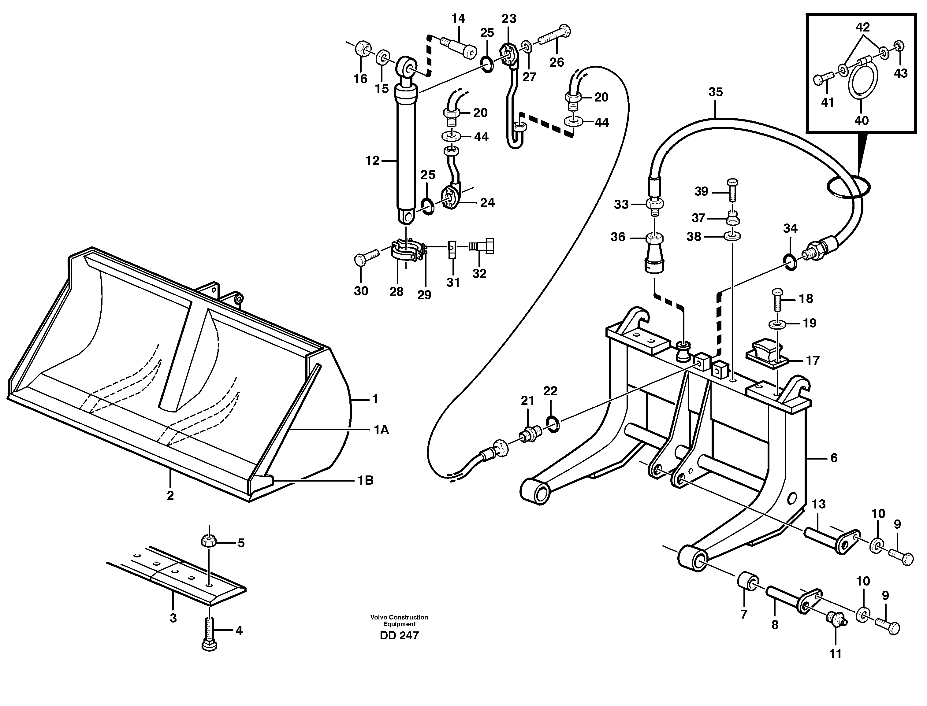 Схема запчастей Volvo EW140 - 91982 High-tipping bucket ATTACHMENTS ATTACHMENTS BUCKETS