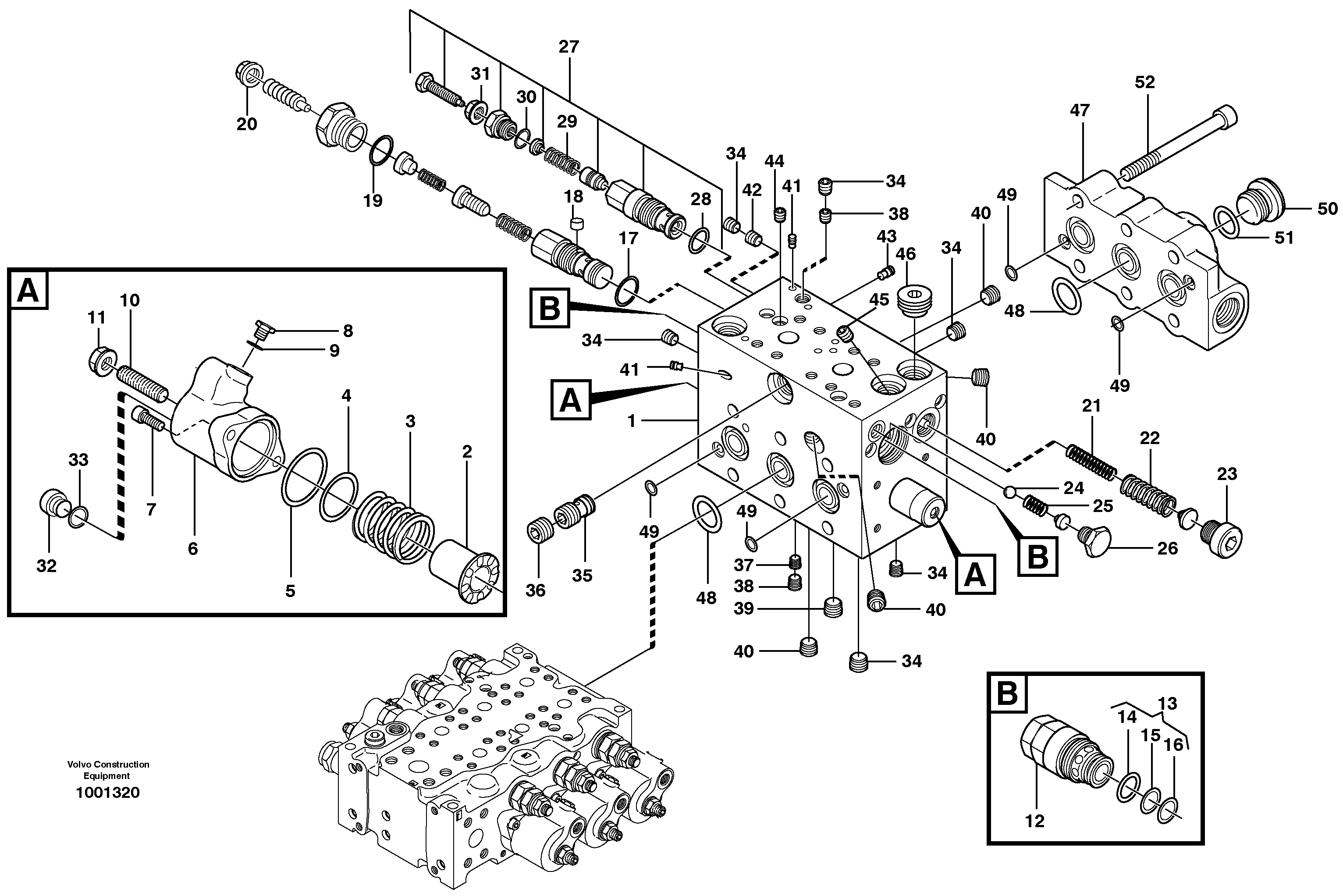 Схема запчастей Volvo EW140 - 75833 Control valve, swivel EW140 SER NO 1001-1487