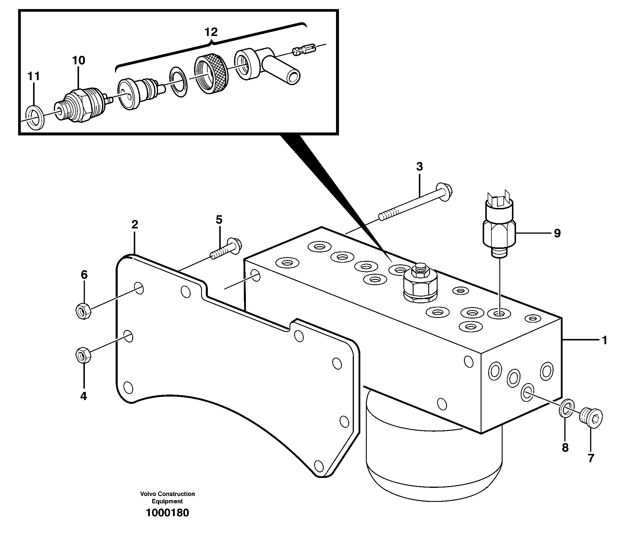 Схема запчастей Volvo EW140 - 32665 Servo valve body with fitting parts EW140 SER NO 1001-1487