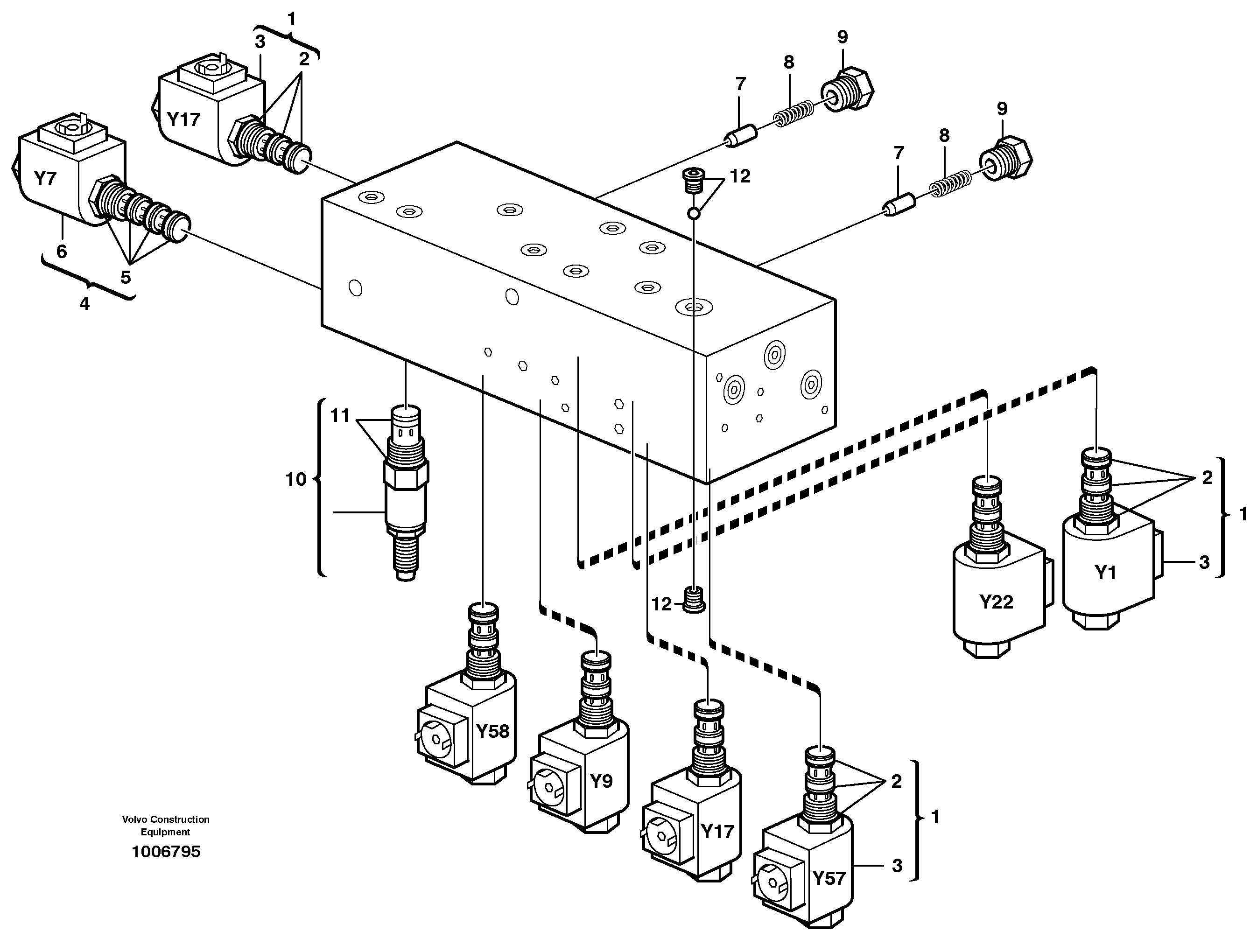 Схема запчастей Volvo EW140 - 36258 Servo valve body EW140 SER NO 1001-1487