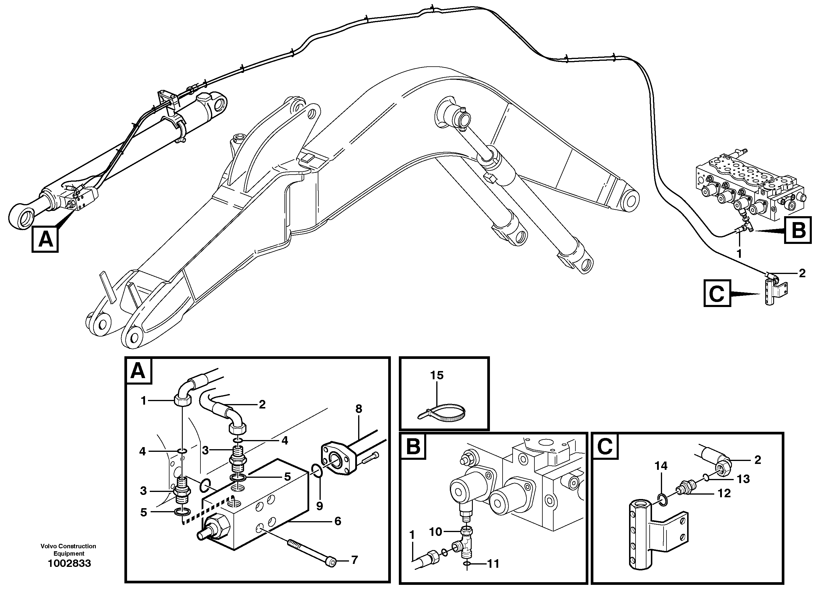 Схема запчастей Volvo EW140 - 5428 Servo hydraulics, Hose break valve EW140 SER NO 1001-1487