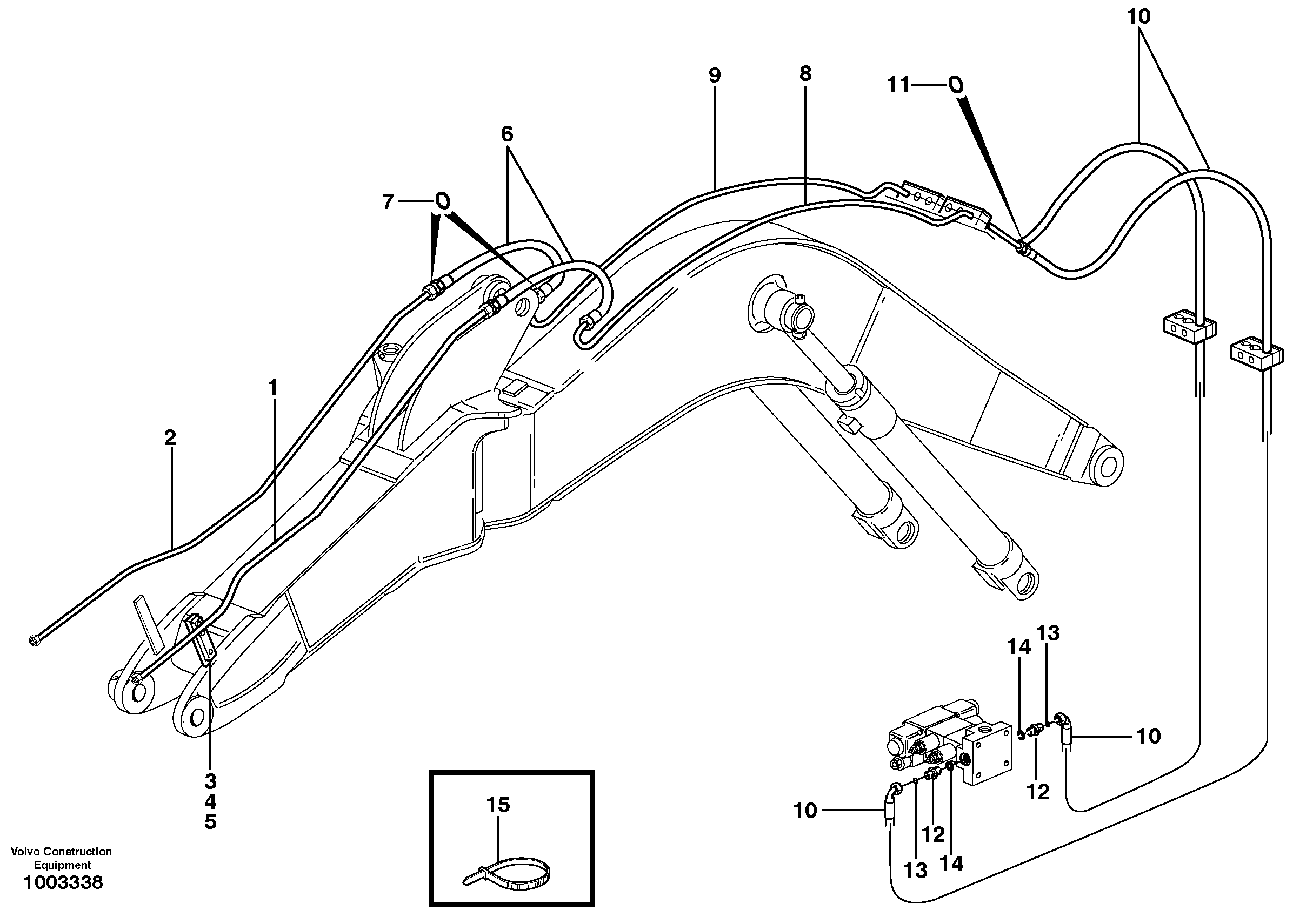 Схема запчастей Volvo EW140 - 41459 Hydr. equipm. on boom, X3 EW140 SER NO 1001-1487