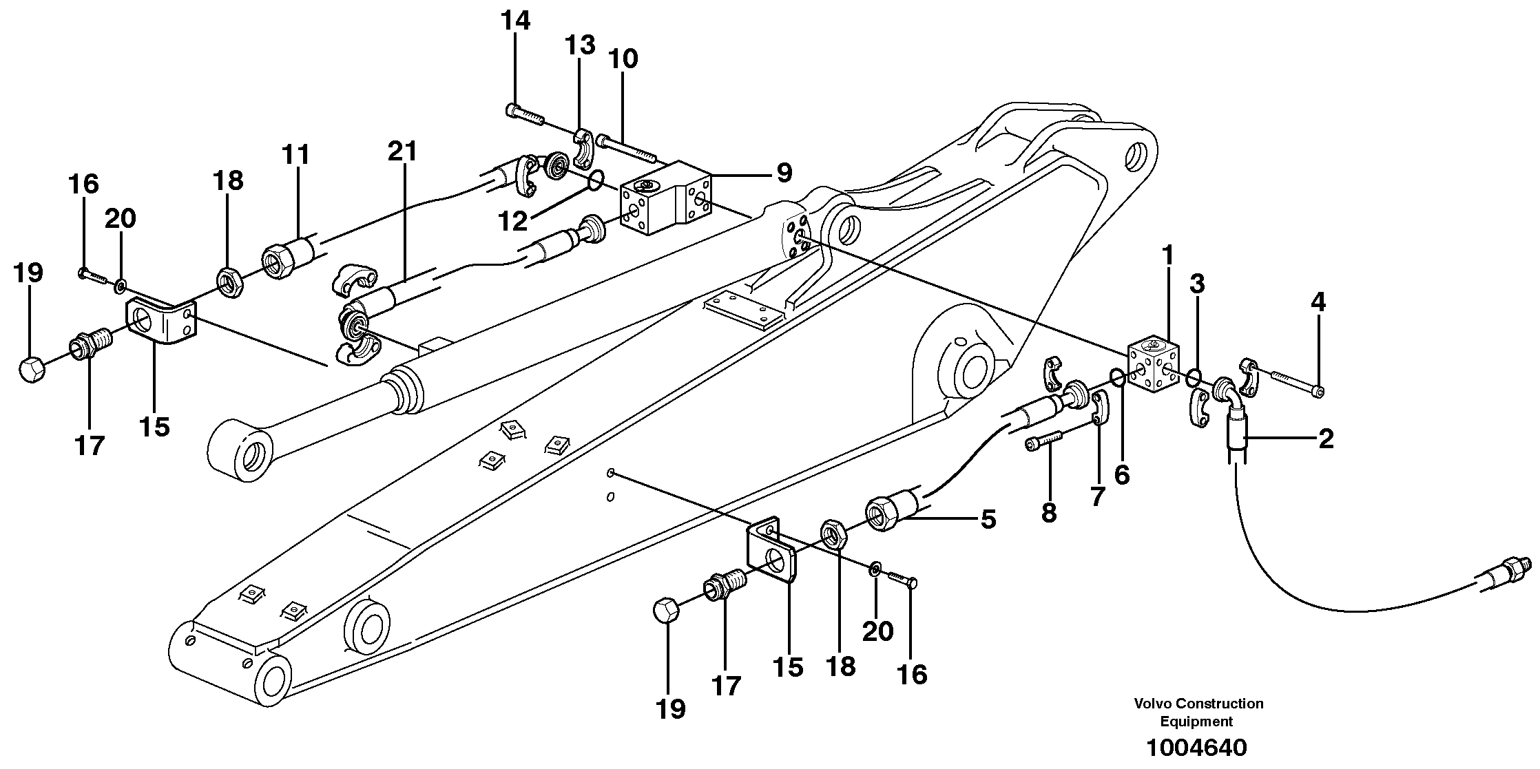 Схема запчастей Volvo EW140 - 90184 Grab equipment, with shutoff cocks, handling dipper EW140 SER NO 1001-1487