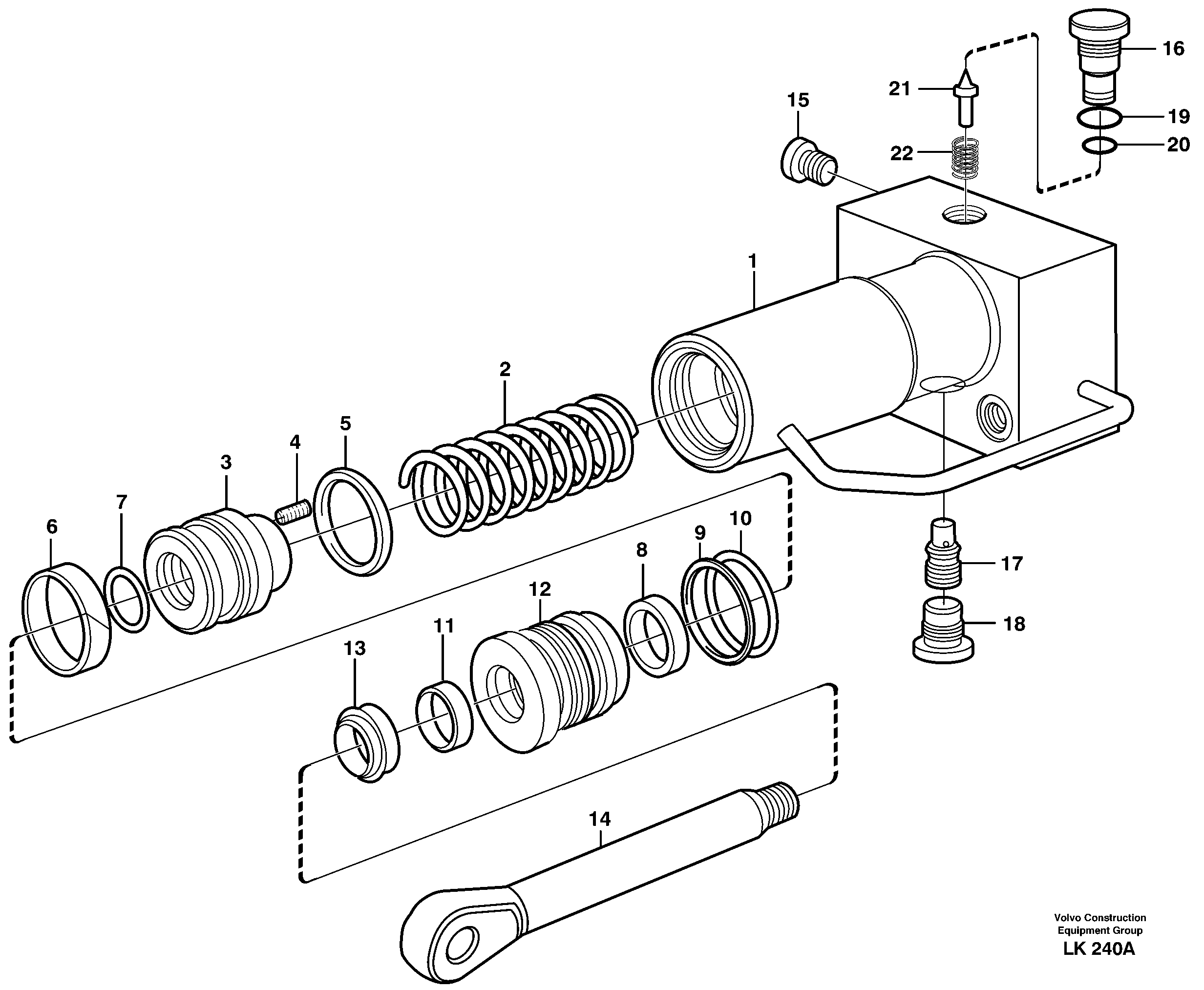 Схема запчастей Volvo EW140 - 54683 Hydraulic cylinder, quick attachment EW140 SER NO 1001-1487