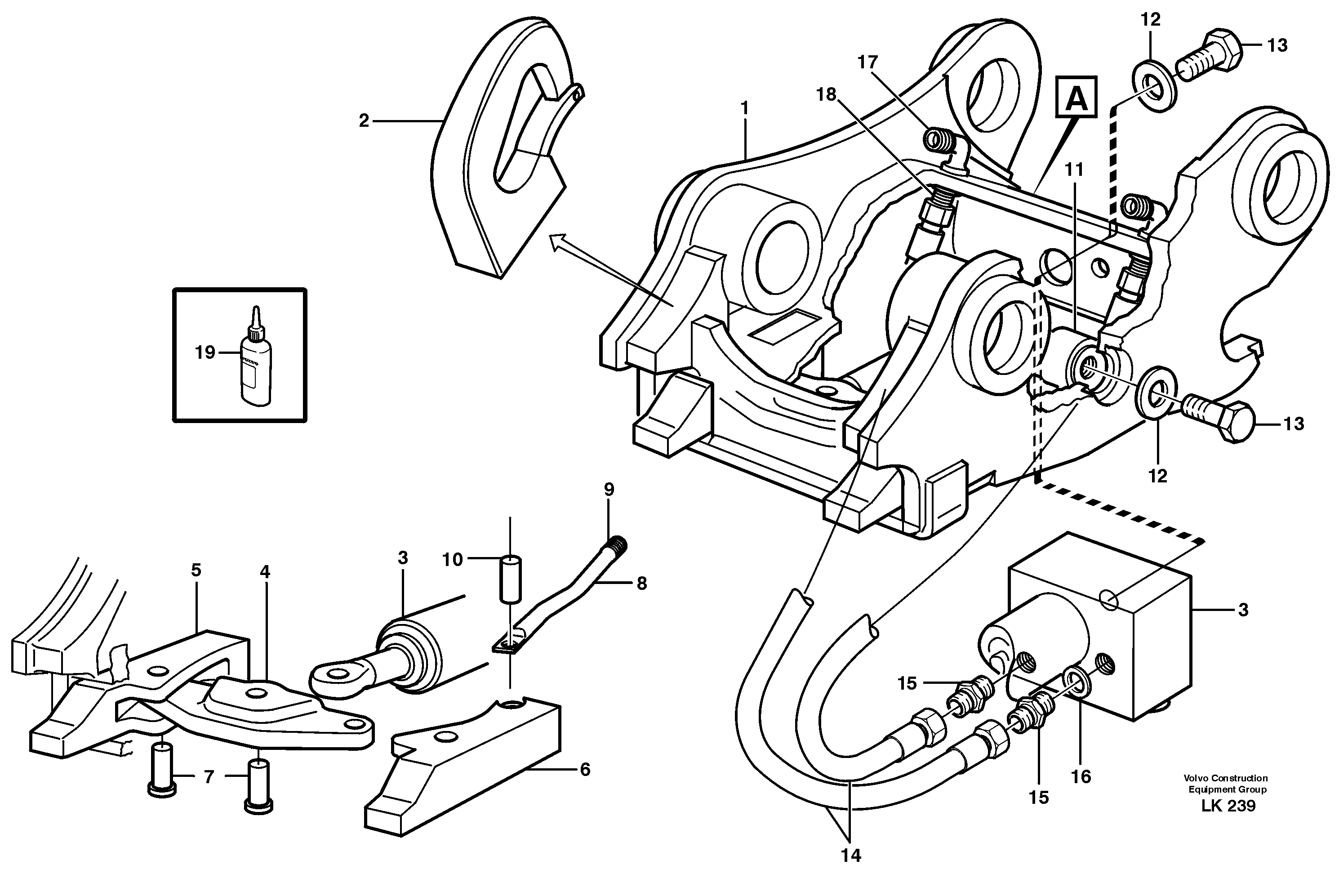 Схема запчастей Volvo EW140 - 96618 Quickfit, hydraulic, S6 EW140 SER NO 1001-1487