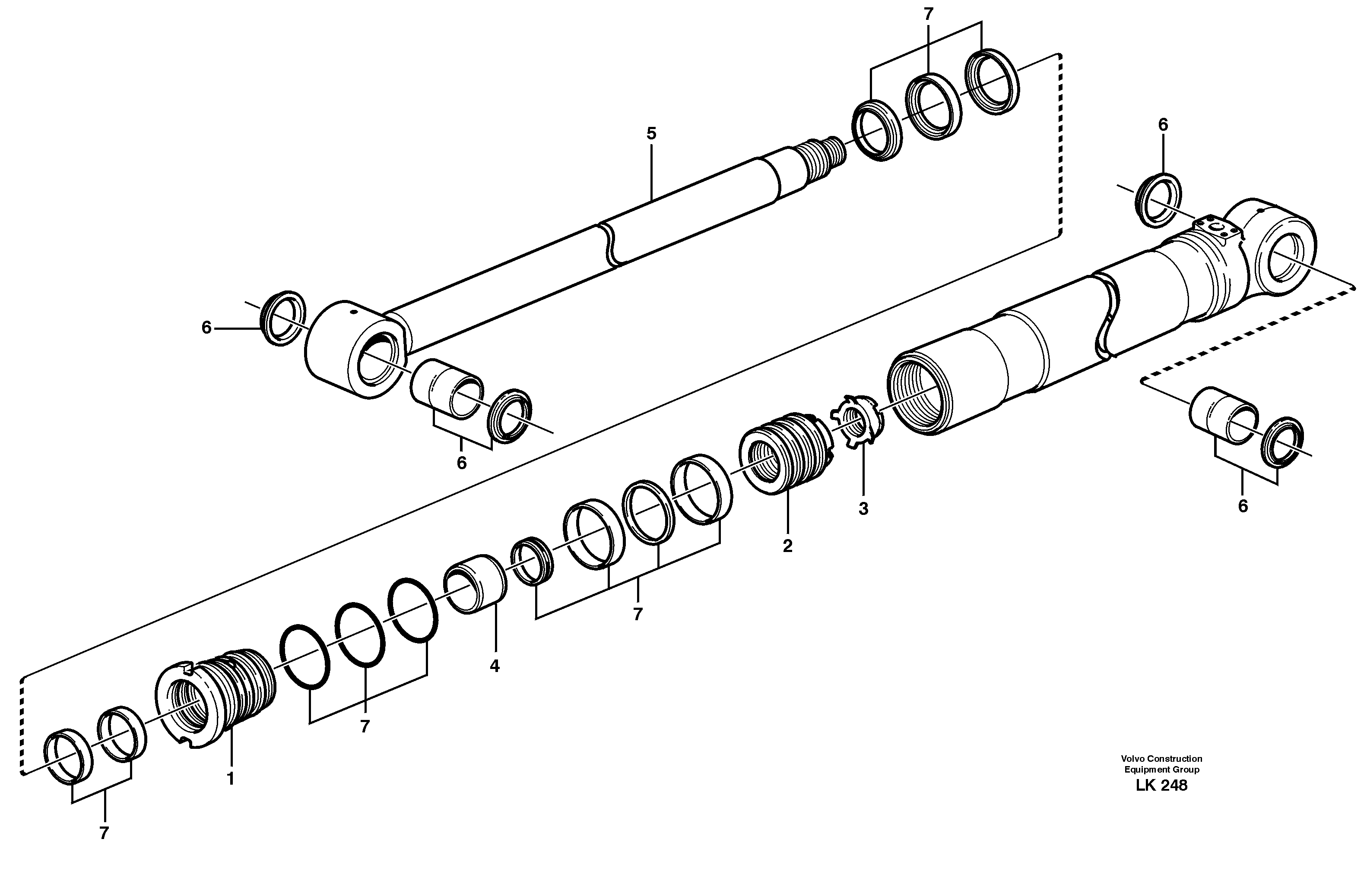 Схема запчастей Volvo EW140 - 18545 Dipper arm cylinder EW140 SER NO 1001-1487