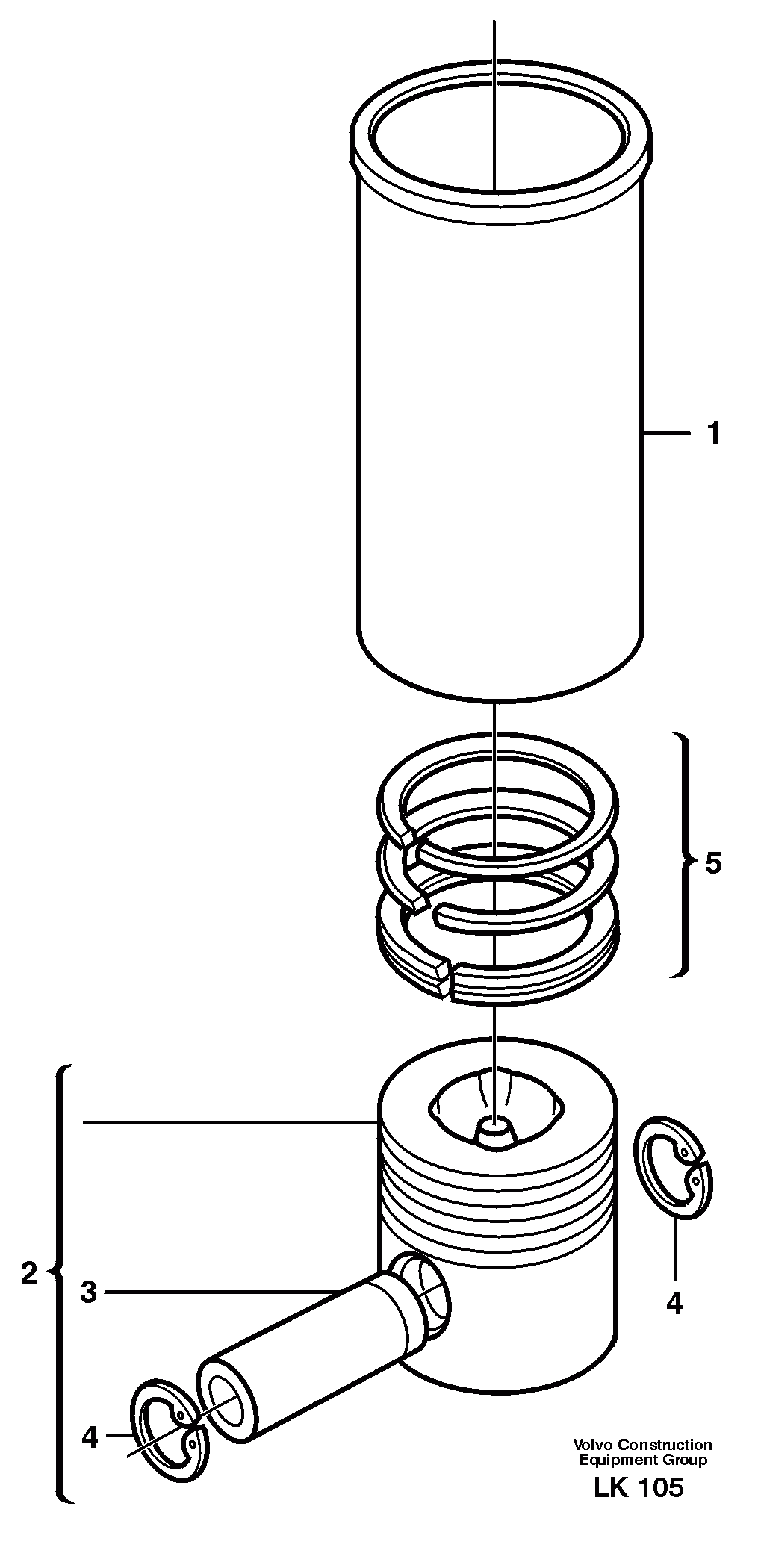 Схема запчастей Volvo EW140 - 27473 Cylinder liner and piston EW140 SER NO 1001-1487