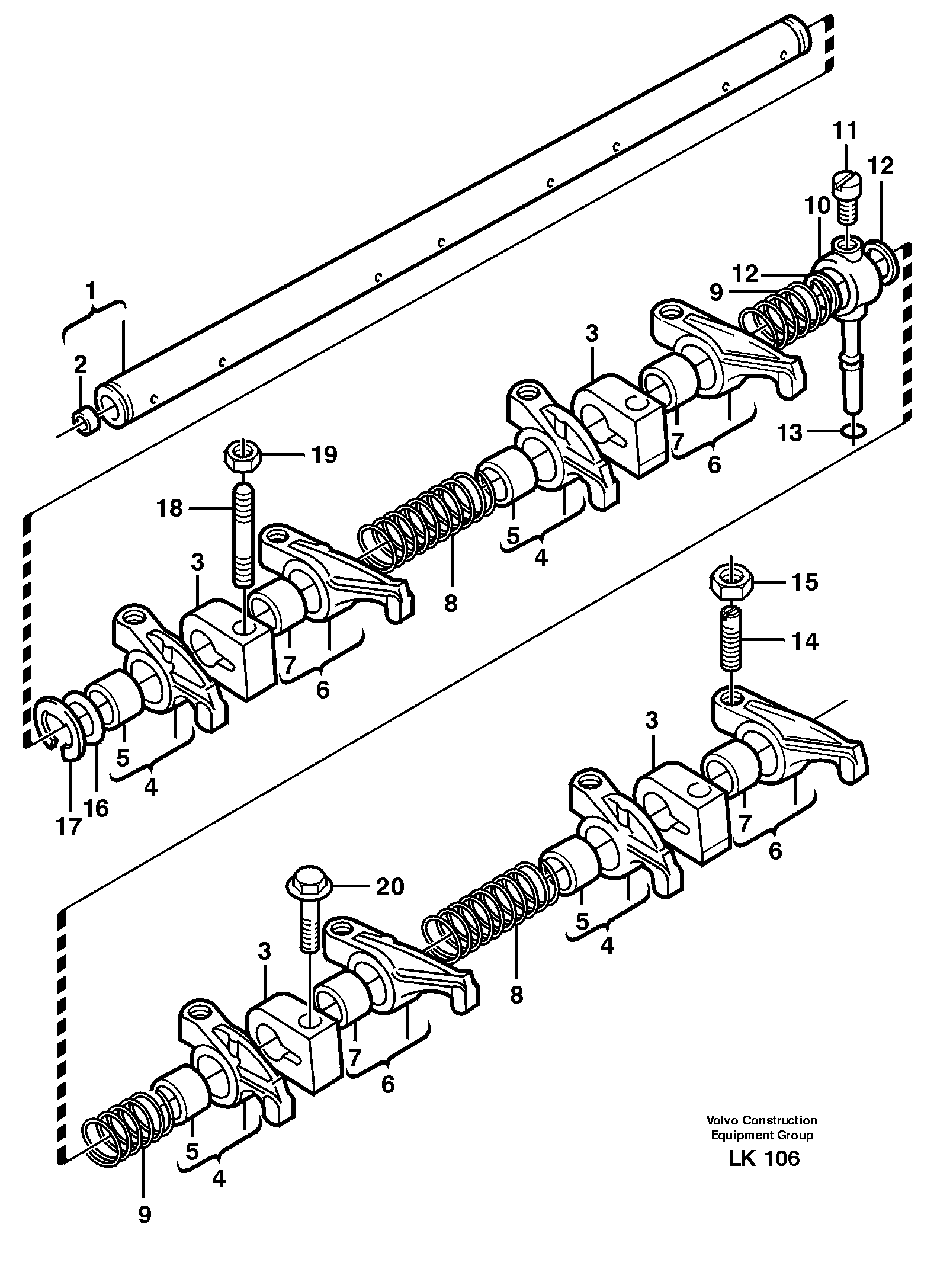 Схема запчастей Volvo EW140 - 52828 Valve mechanism EW140 SER NO 1001-1487