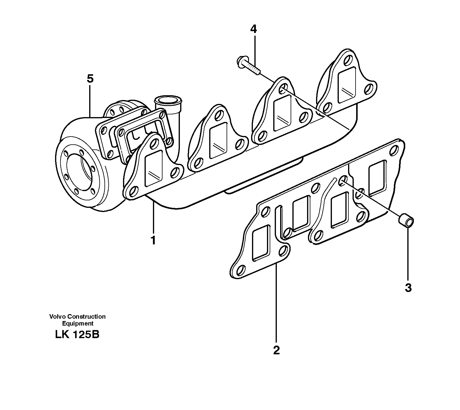 Схема запчастей Volvo EW140 - 30764 Exhaust manifold and installation components EW140 SER NO 1001-1487