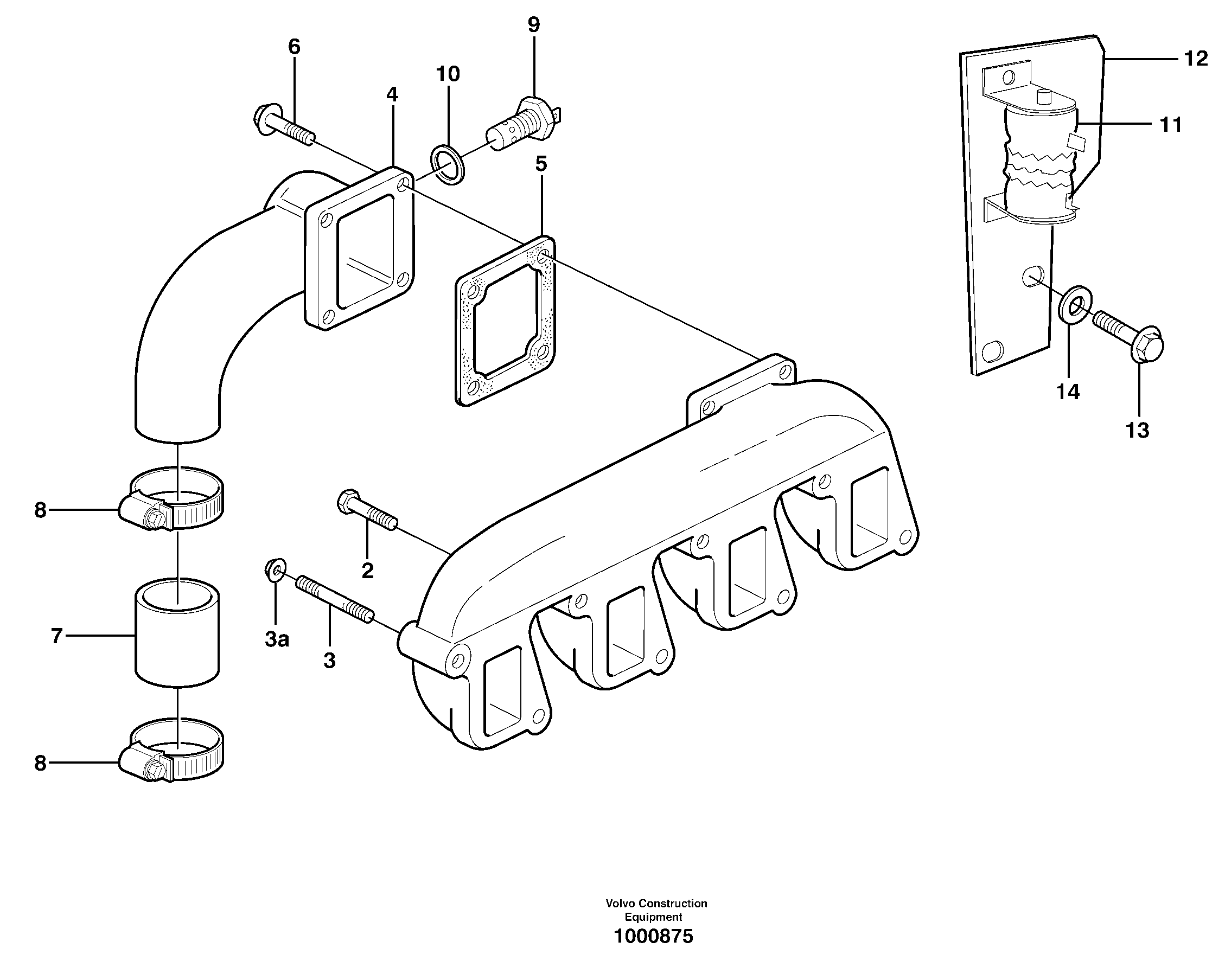 Схема запчастей Volvo EW140 - 82681 Induction manifold with fitting parts EW140 SER NO 1001-1487