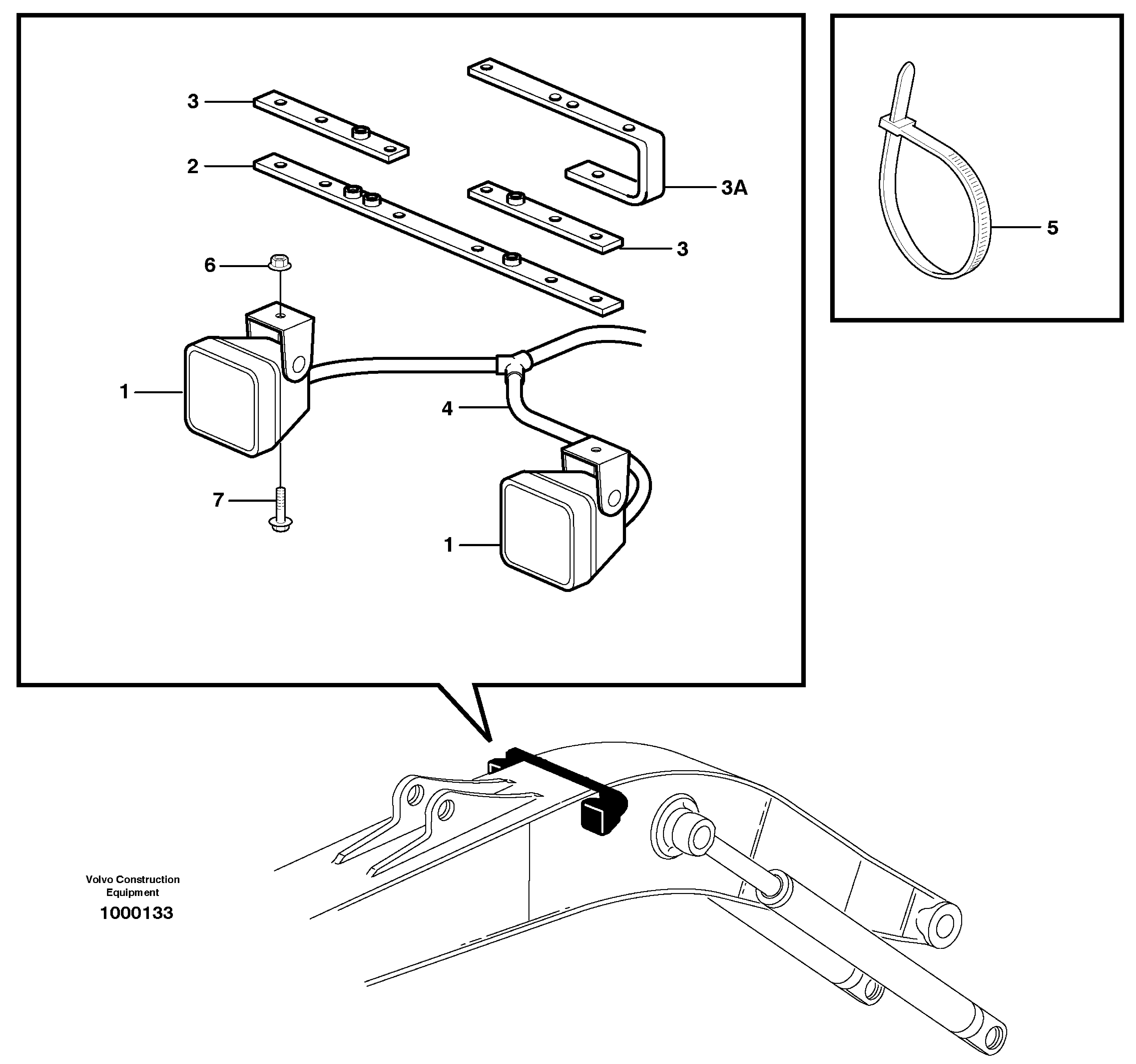 Схема запчастей Volvo EW140 - 41098 Work lamp, boom EW140 SER NO 1001-1487