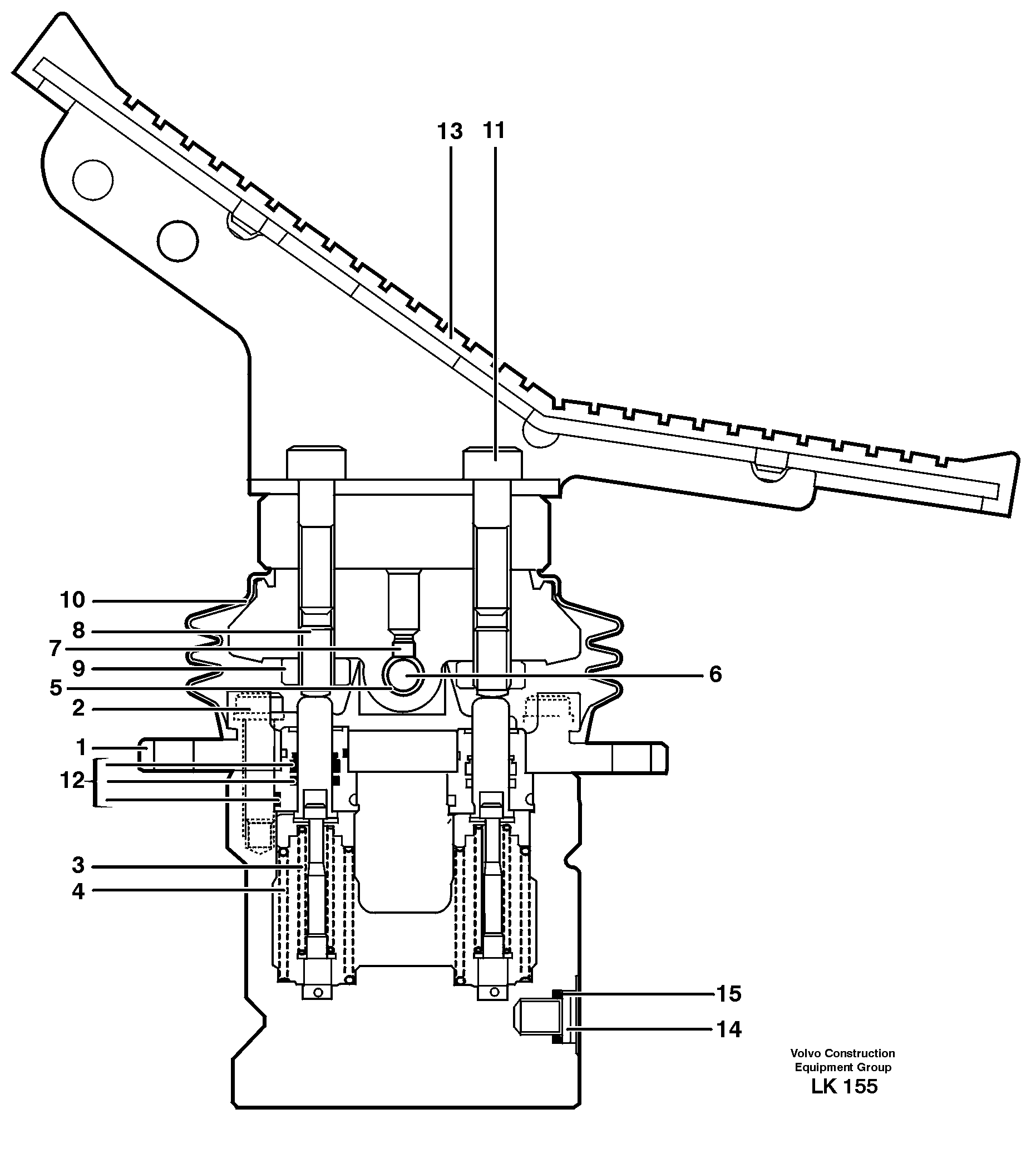 Схема запчастей Volvo EW140 - 97064 Pedal valve EW140 SER NO 1001-1487