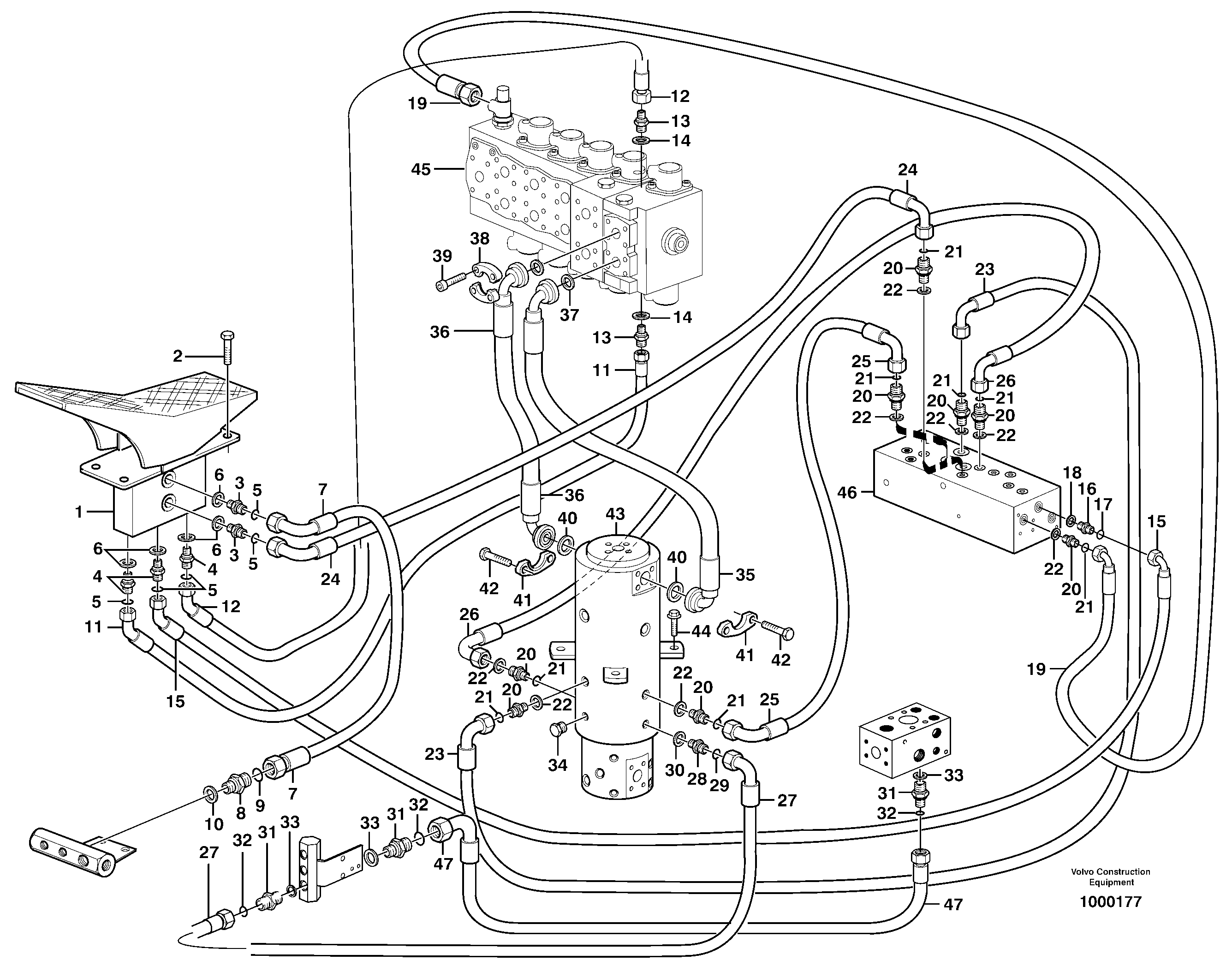 Схема запчастей Volvo EW140 - 90182 Hydraulic system, transport in uppercarrige EW140 SER NO 1001-1487