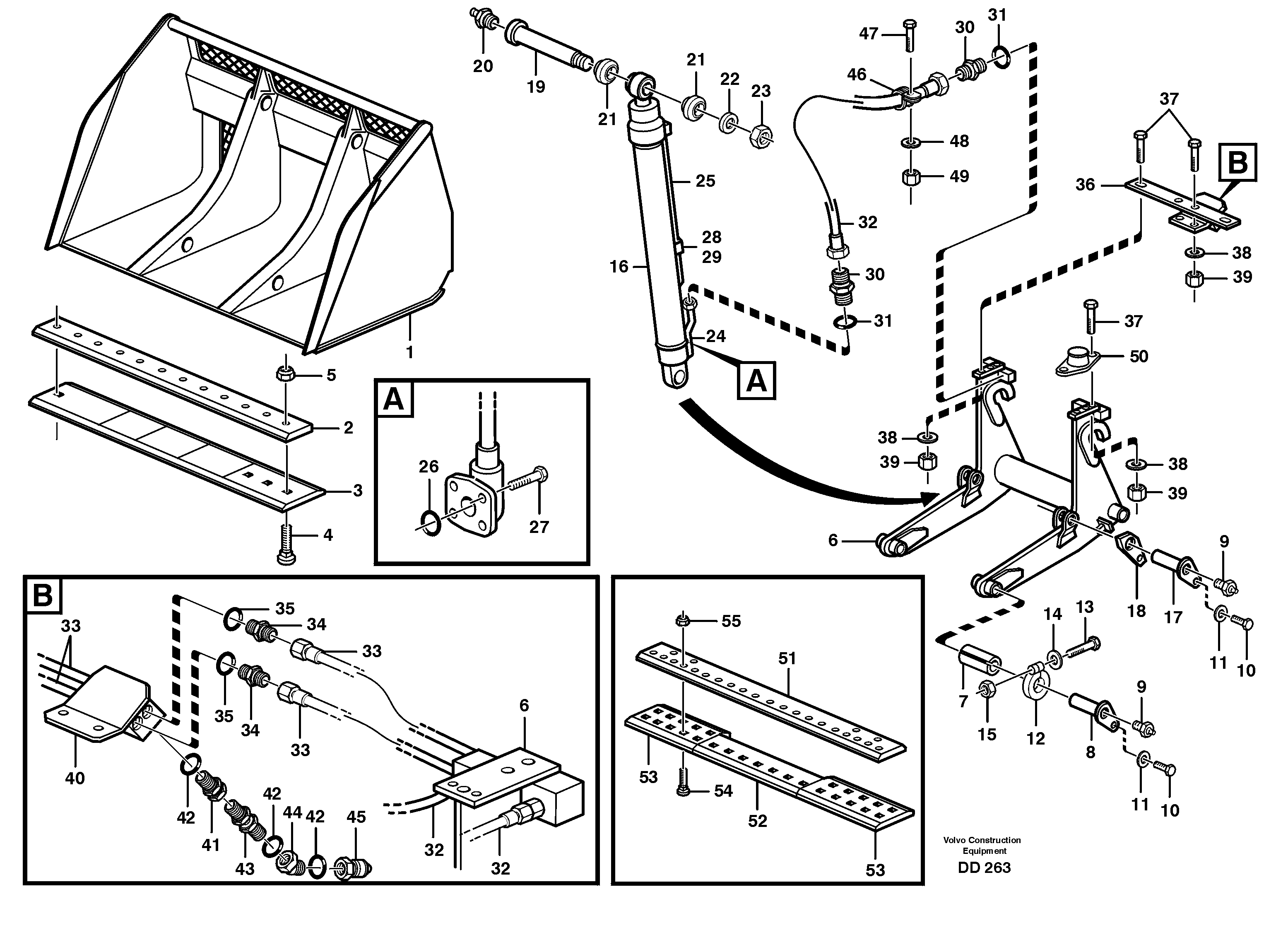 Схема запчастей Volvo EW140 - 96591 High-tipping bucket ATTACHMENTS ATTACHMENTS BUCKETS