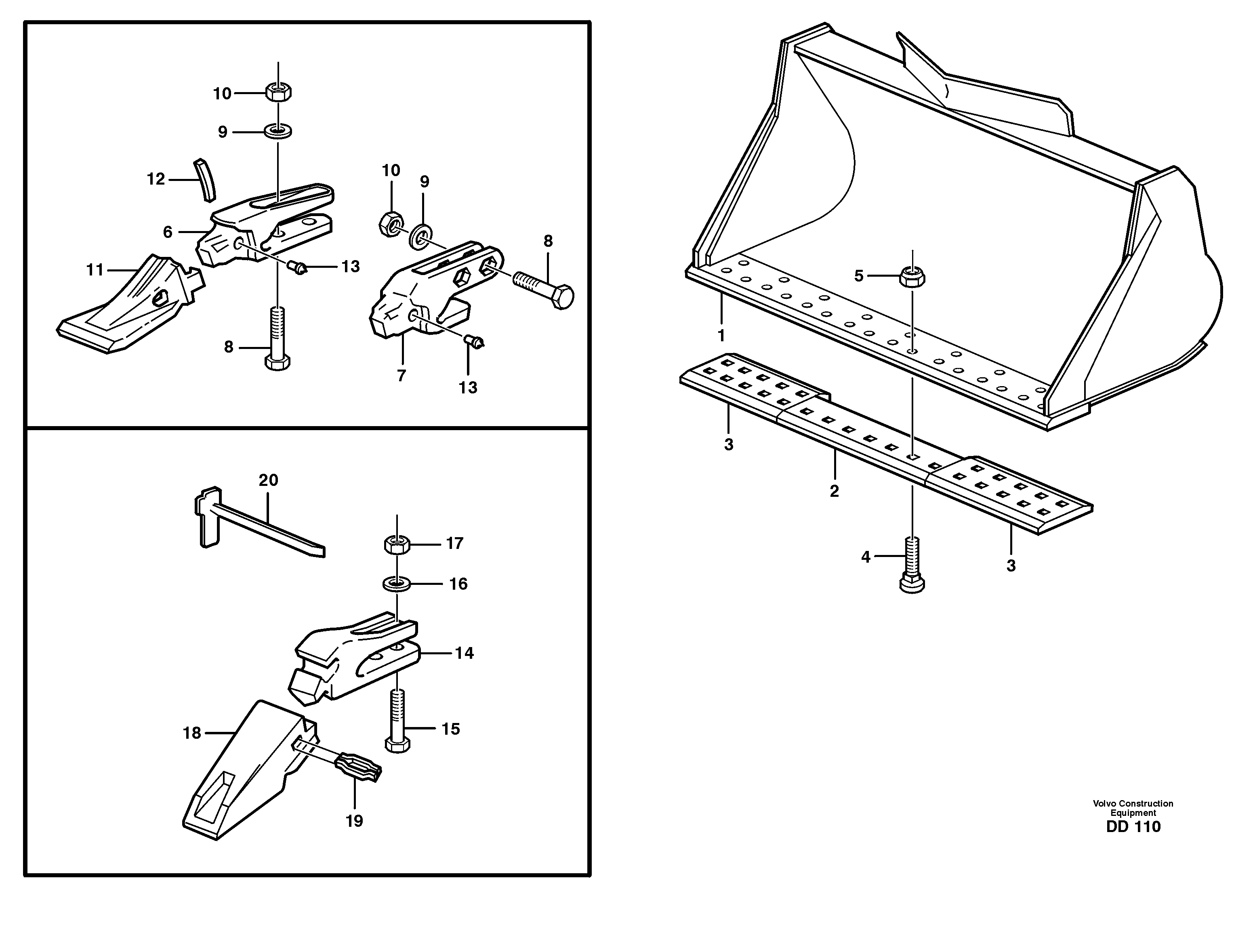 Схема запчастей Volvo EW140 - 76273 Straight lips, edge savers, teeth ATTACHMENTS ATTACHMENTS BUCKETS