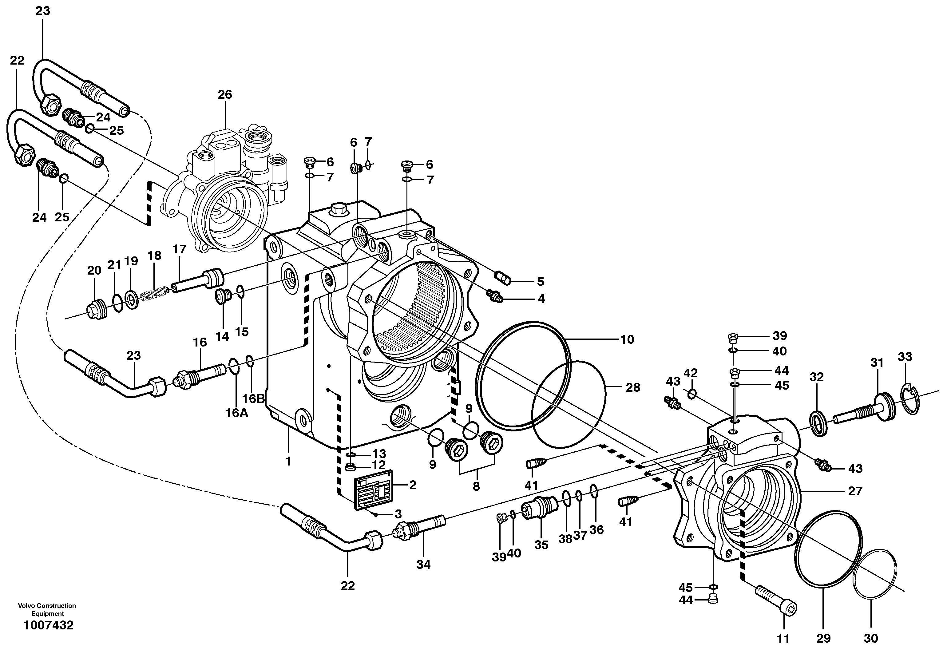Схема запчастей Volvo EW140 - 32846 Rear axle, Gear box EW140 SER NO 1001-1487