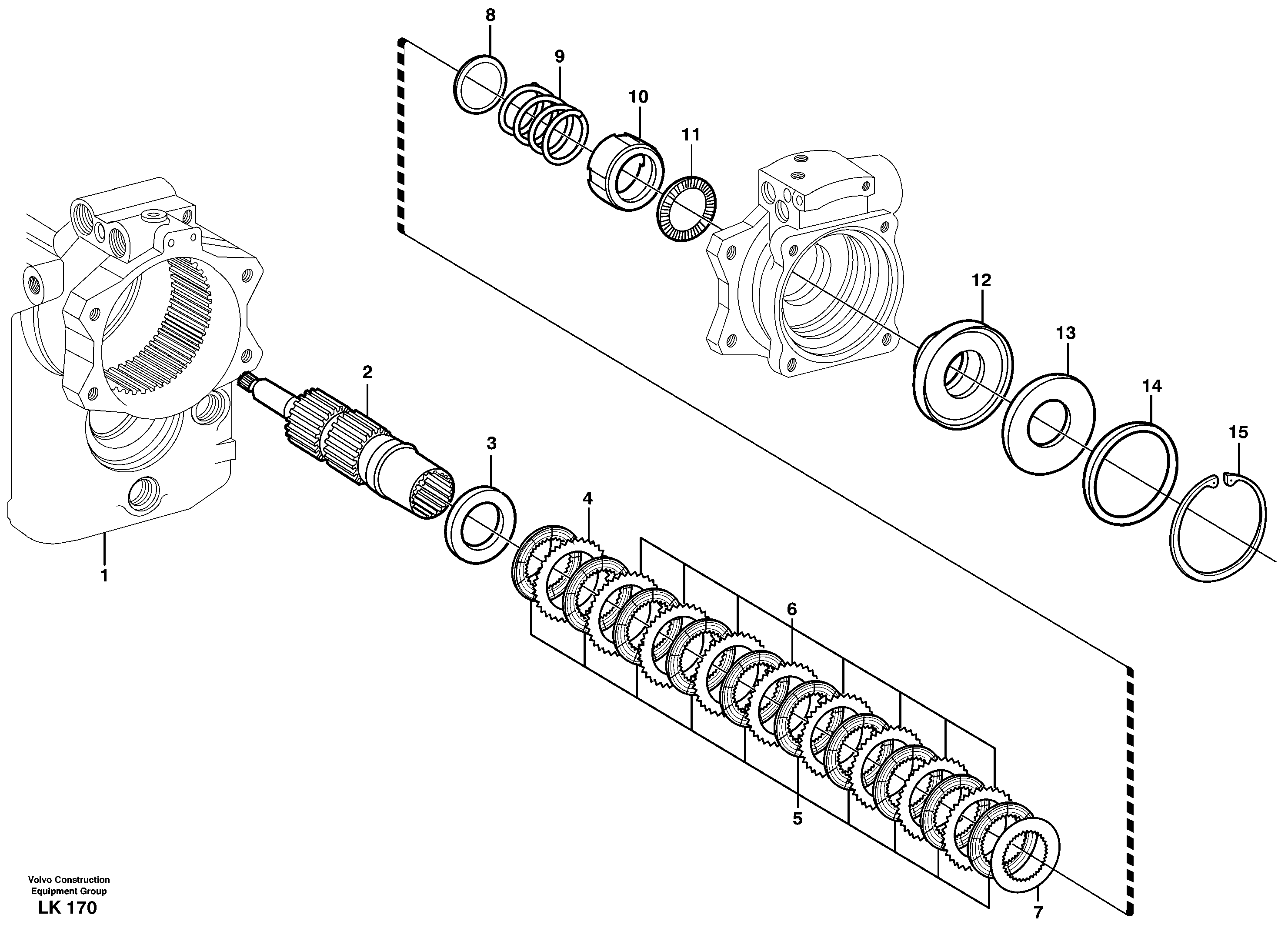 Схема запчастей Volvo EW140 - 35227 Rear axle, Clutch EW140 SER NO 1001-1487