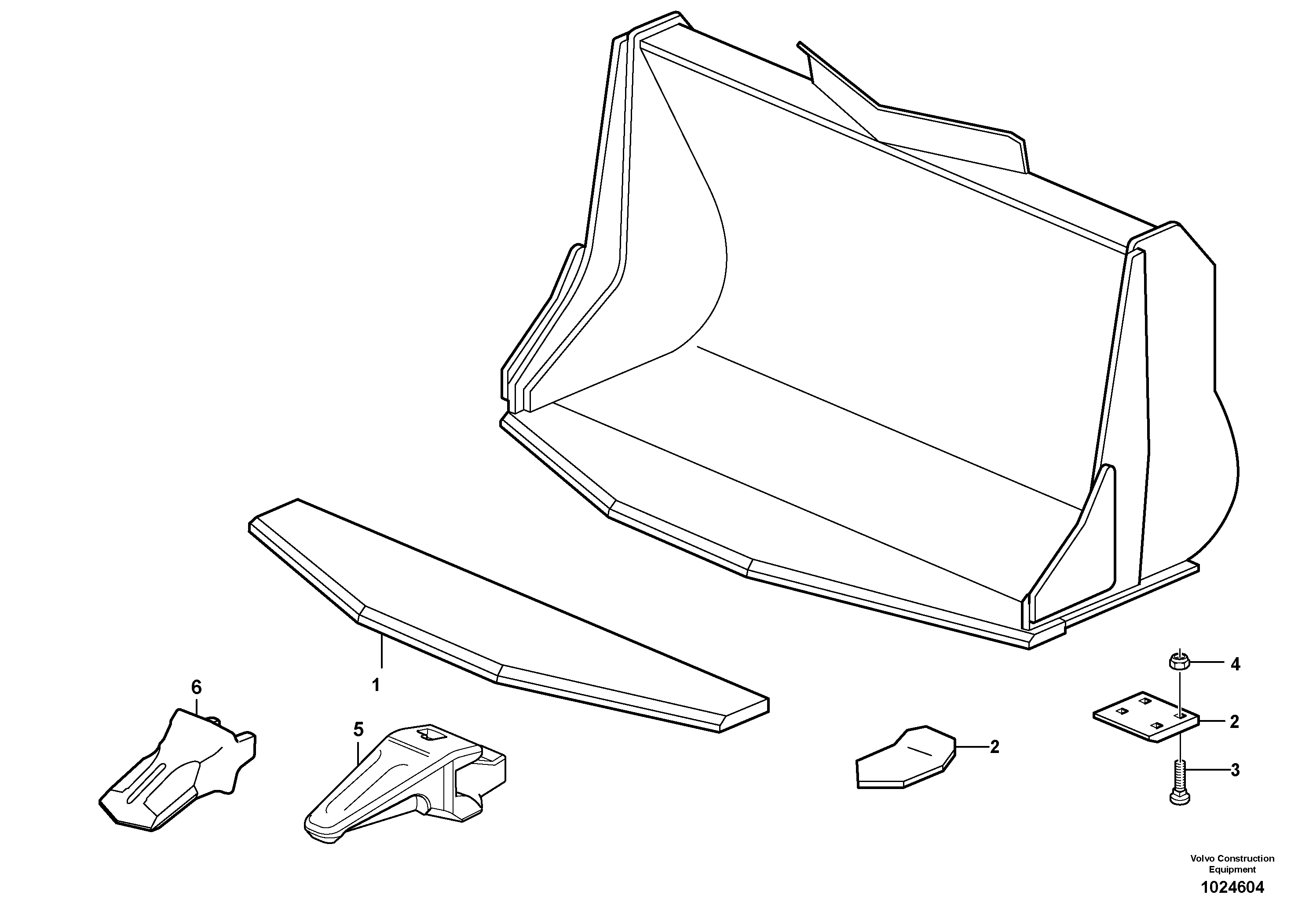 Схема запчастей Volvo EW140 - 29917 Bucket, truncated vec lip with teeth ATTACHMENTS ATTACHMENTS BUCKETS