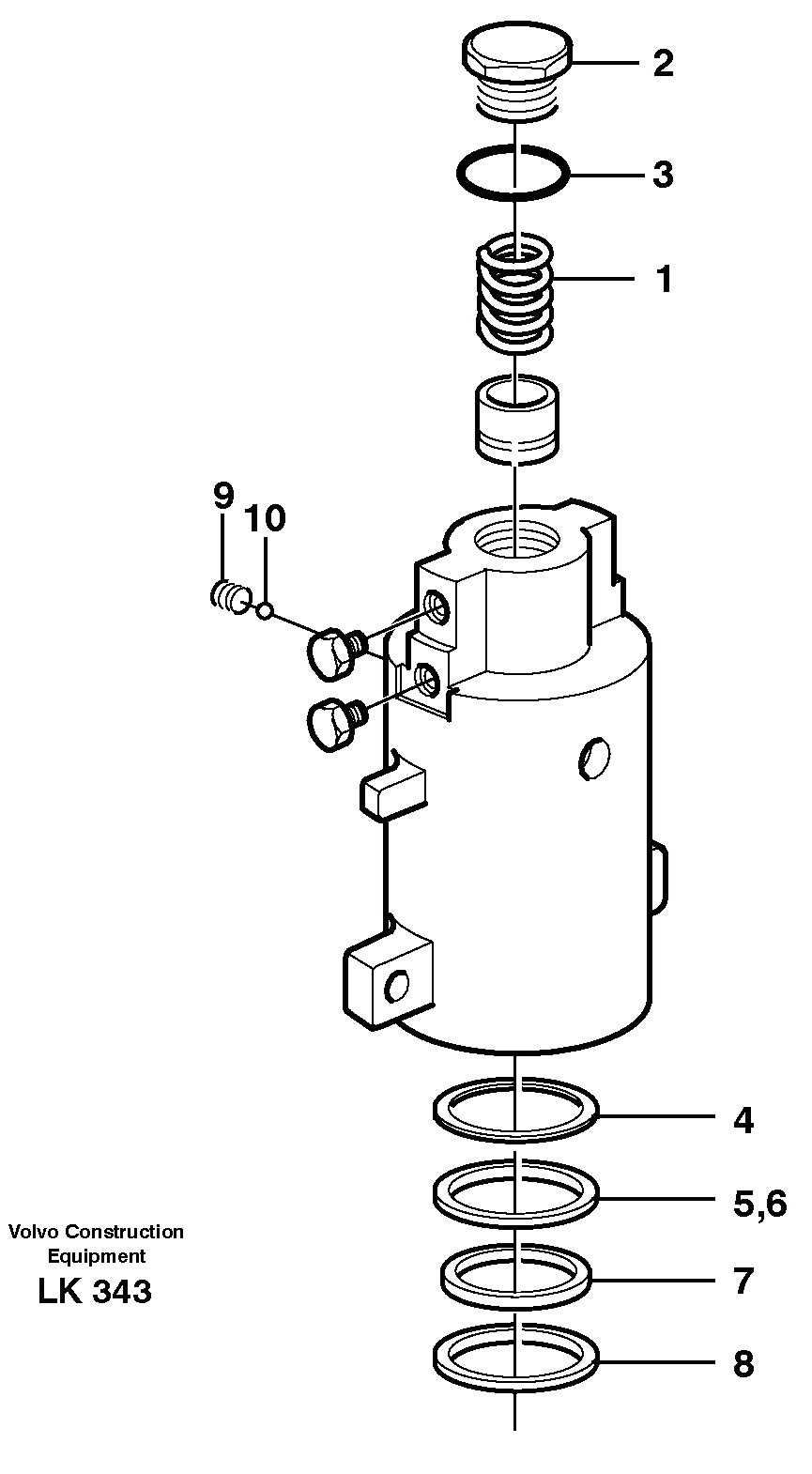 Схема запчастей Volvo EW140 - 11837 Axle locking cylinder EW140 SER NO 1001-1487