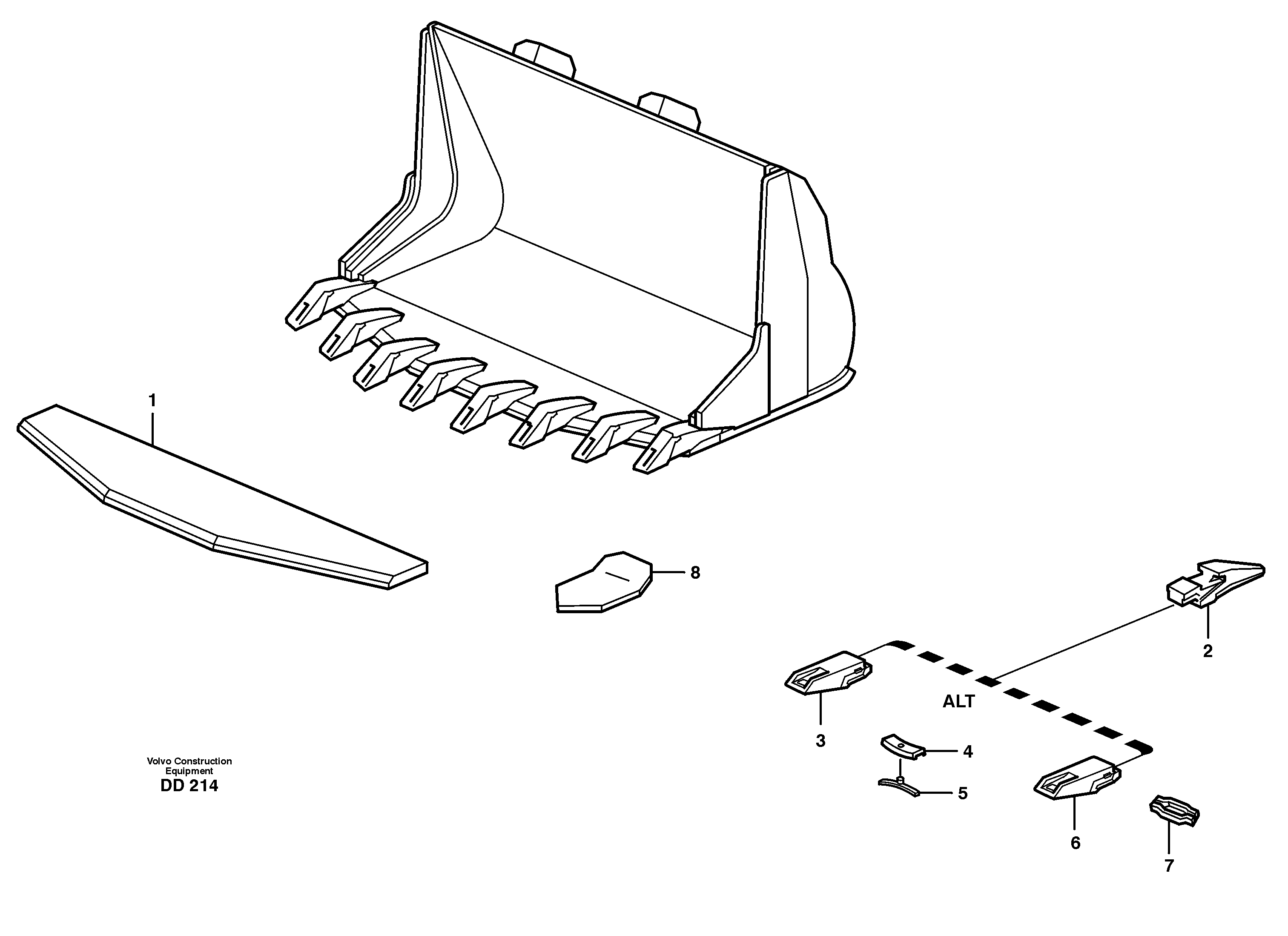 Схема запчастей Volvo EW140 - 29930 Bucket, truncated vec lip with teeth ATTACHMENTS ATTACHMENTS BUCKETS
