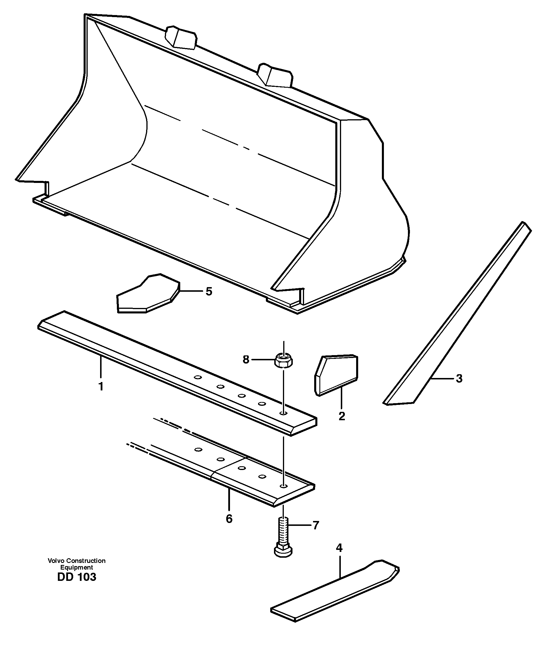 Схема запчастей Volvo EW140 - 17863 Bucket, straight lip without teeth ATTACHMENTS ATTACHMENTS BUCKETS