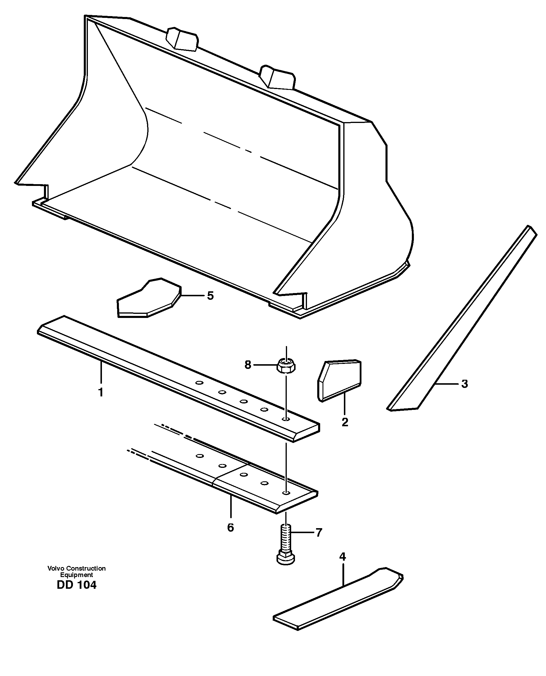 Схема запчастей Volvo EW140 - 17864 Bucket, straight lip without teeth ATTACHMENTS ATTACHMENTS BUCKETS