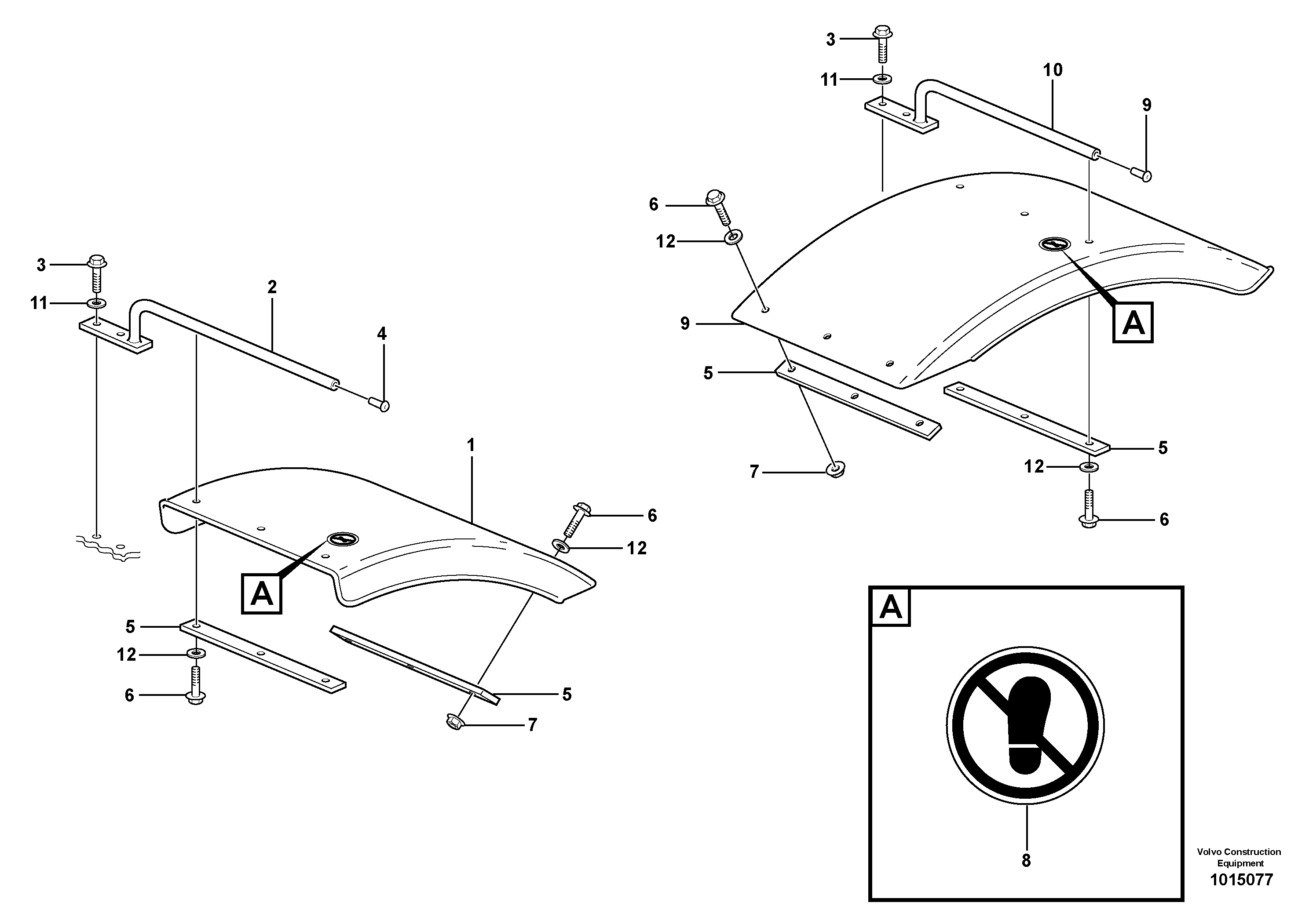 Схема запчастей Volvo EW140 - 48225 Mud guards EW140 SER NO 1001-1487