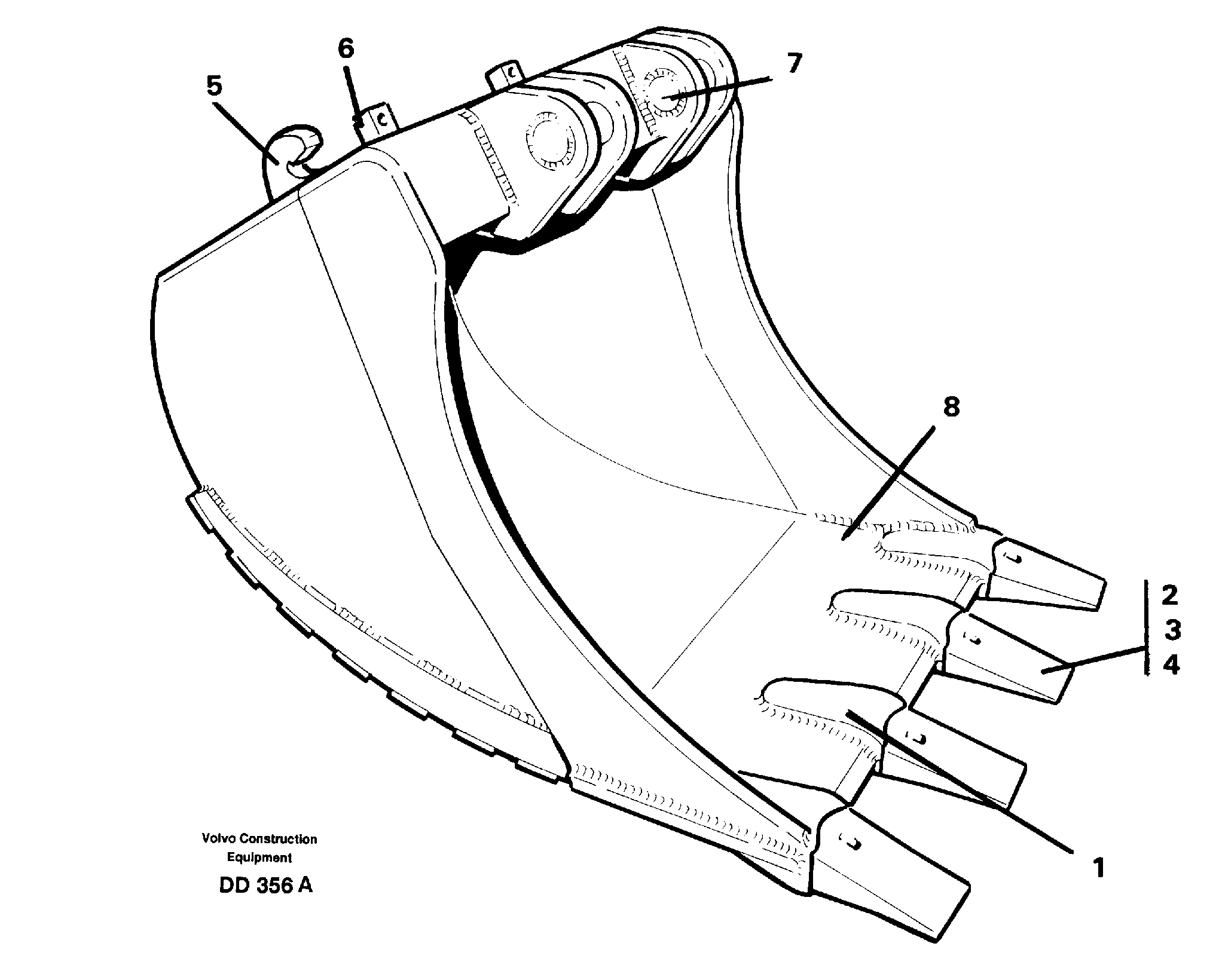Схема запчастей Volvo EW140 - 102605 Buckets for quickfit, S3 ATTACHMENTS ATTACHMENTS BUCKETS