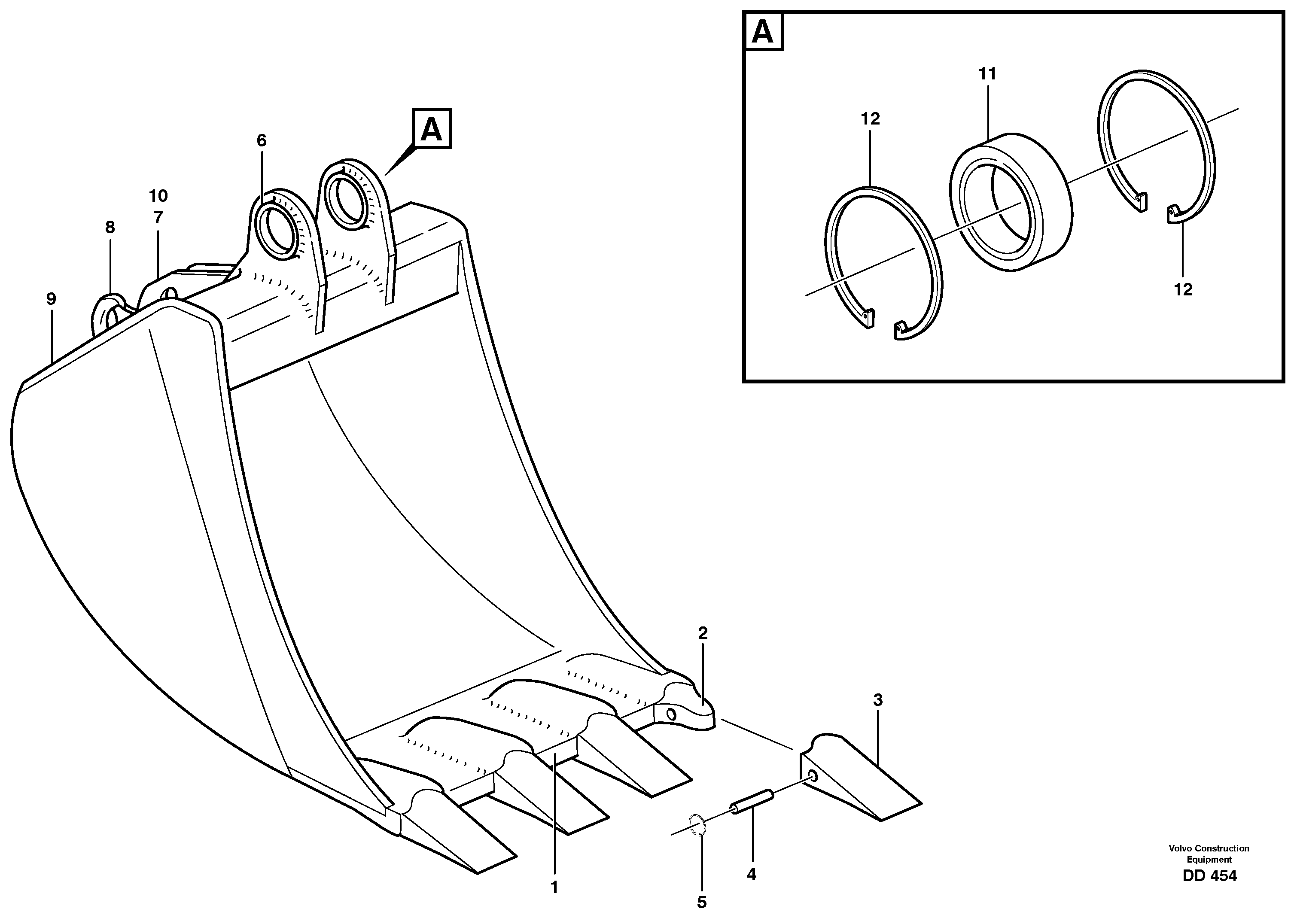 Схема запчастей Volvo EW140 - 106813 Buckets, direct fitting ATTACHMENTS ATTACHMENTS BUCKETS