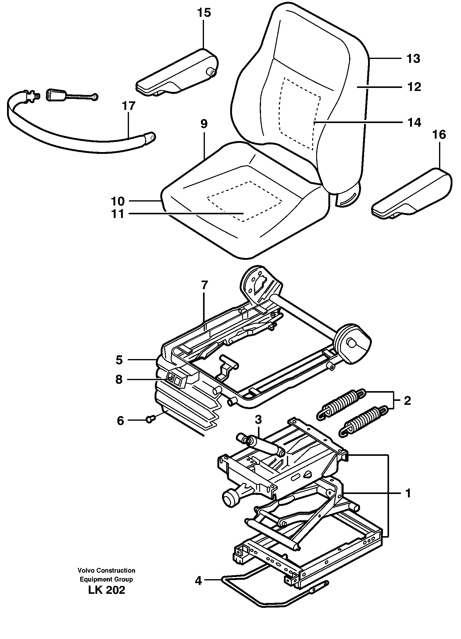 Схема запчастей Volvo EW140 - 56104 Operator seat, Isri EW140 SER NO 1001-1487