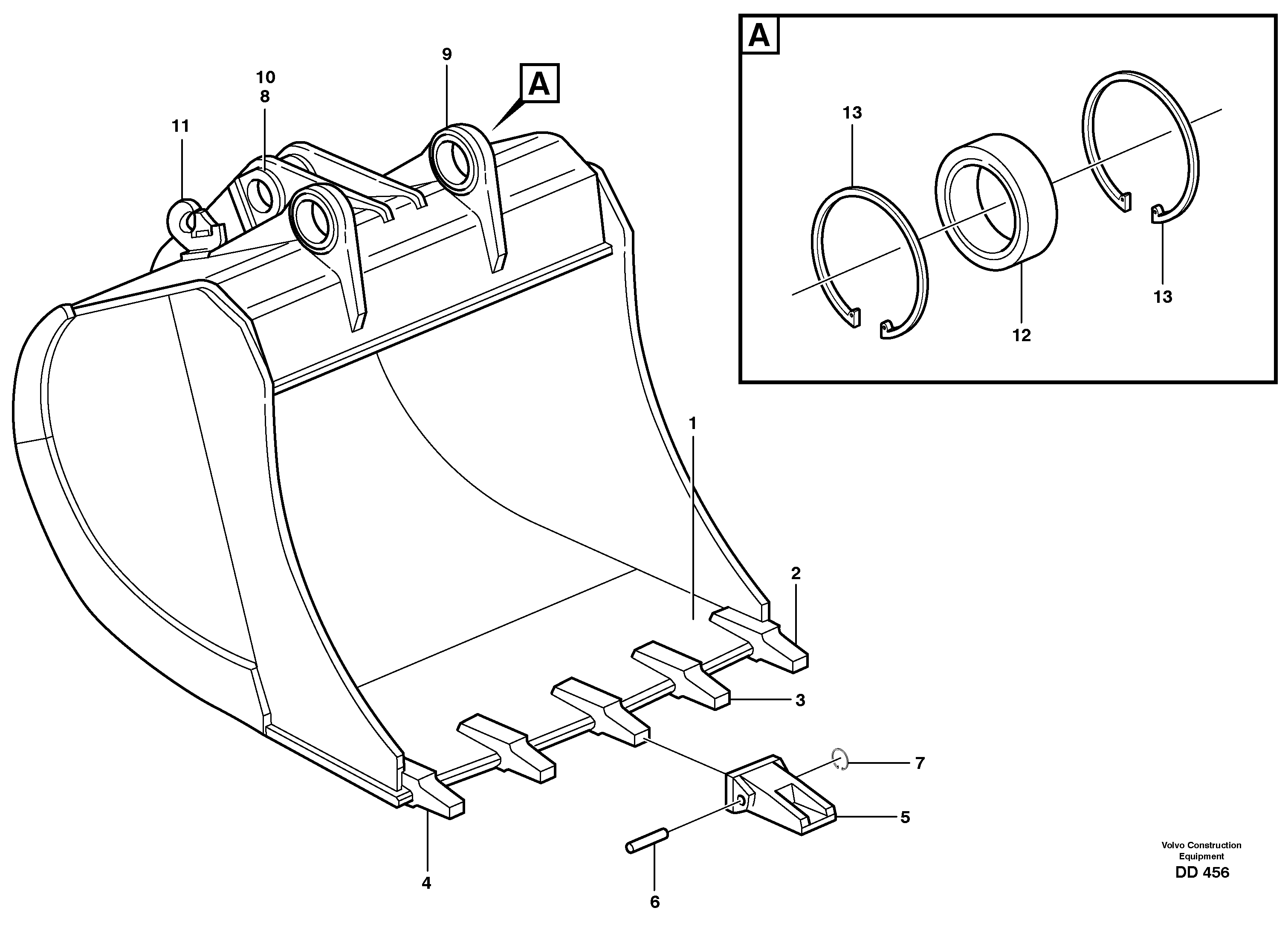 Схема запчастей Volvo EW140 - 27791 Buckets, direct fitting ATTACHMENTS ATTACHMENTS BUCKETS