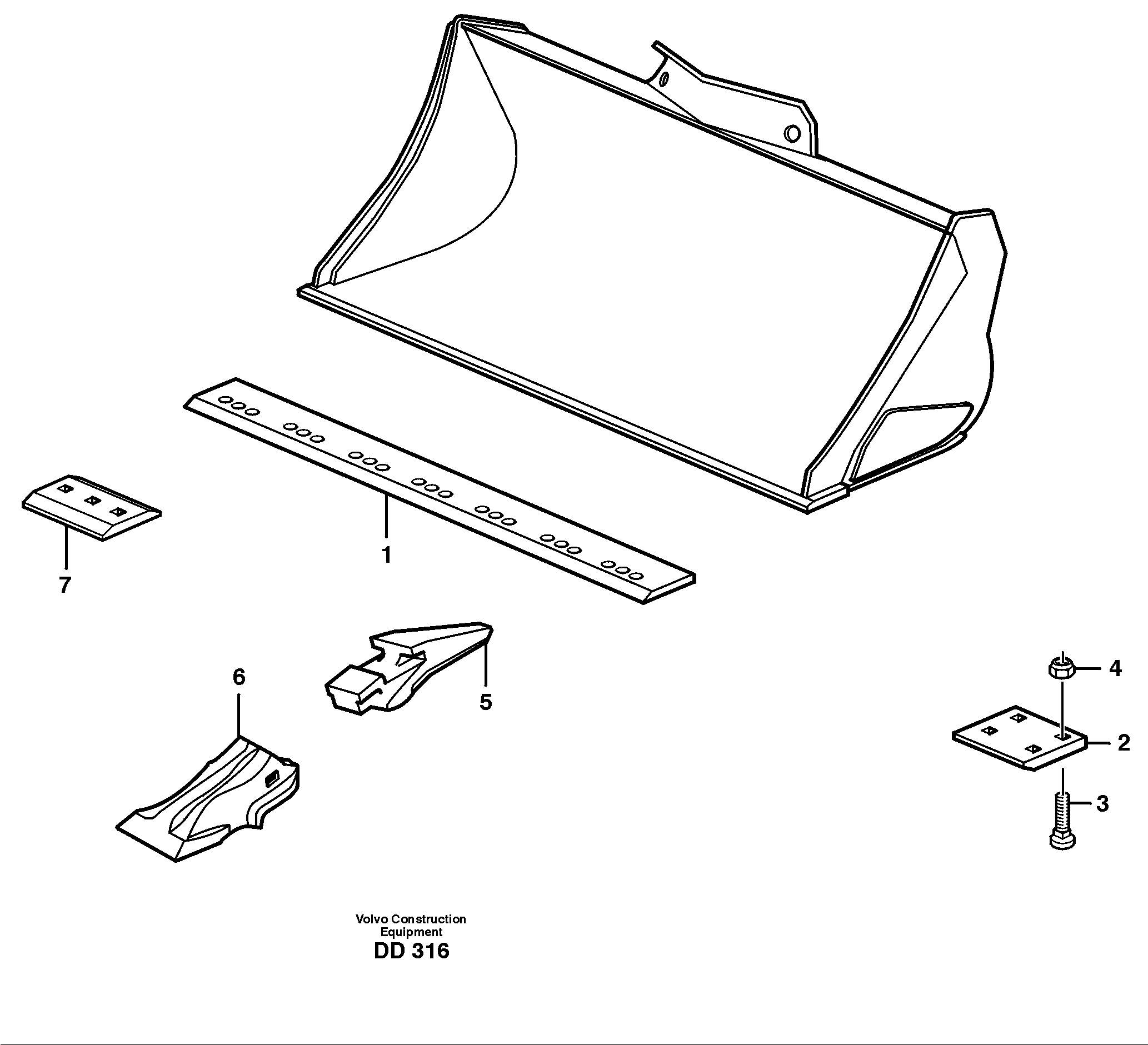 Схема запчастей Volvo EW140 - 14825 Bucket, straight with teeth ATTACHMENTS ATTACHMENTS BUCKETS