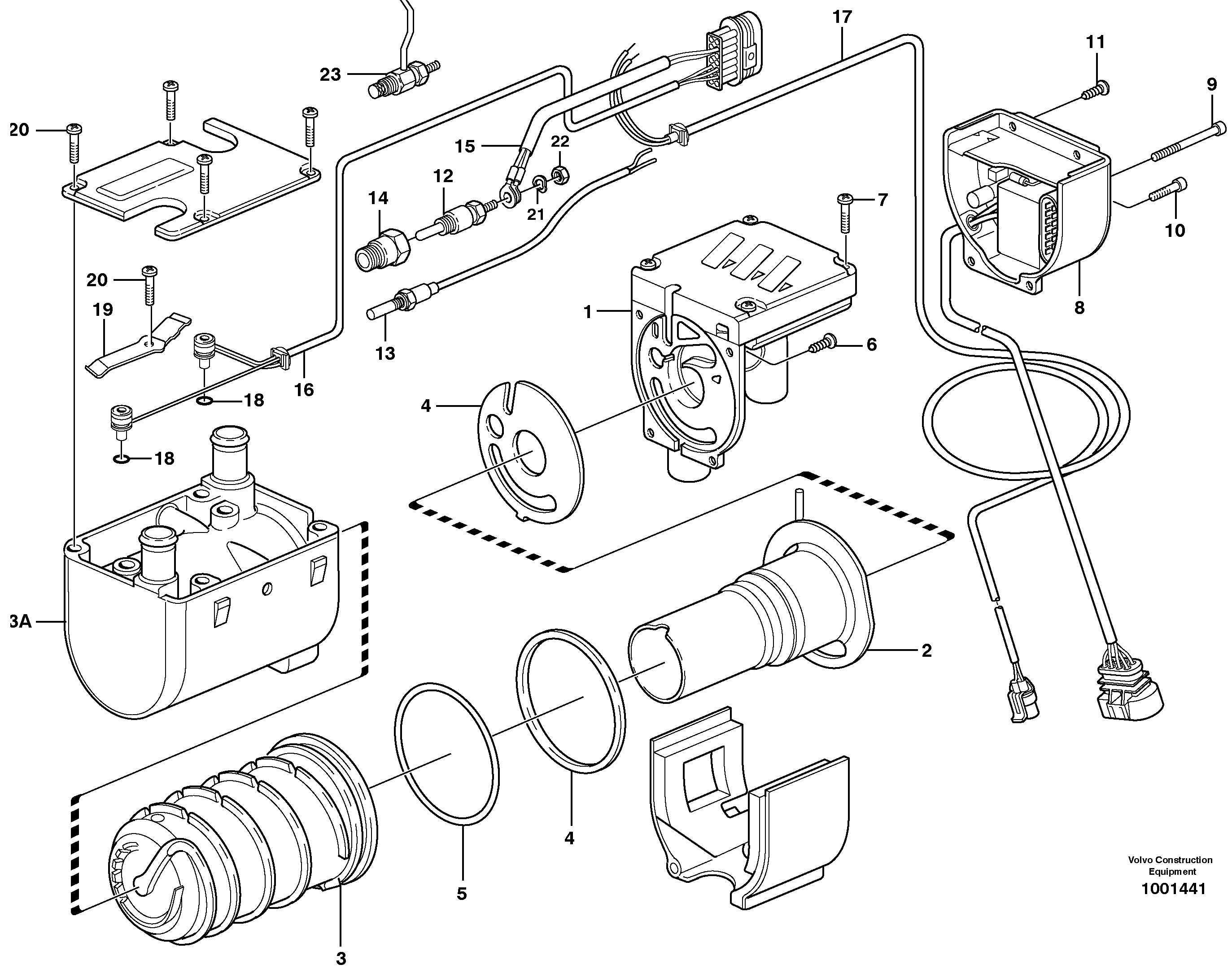 Схема запчастей Volvo EW140 - 76153 Heater, diesel EW140 SER NO 1001-1487