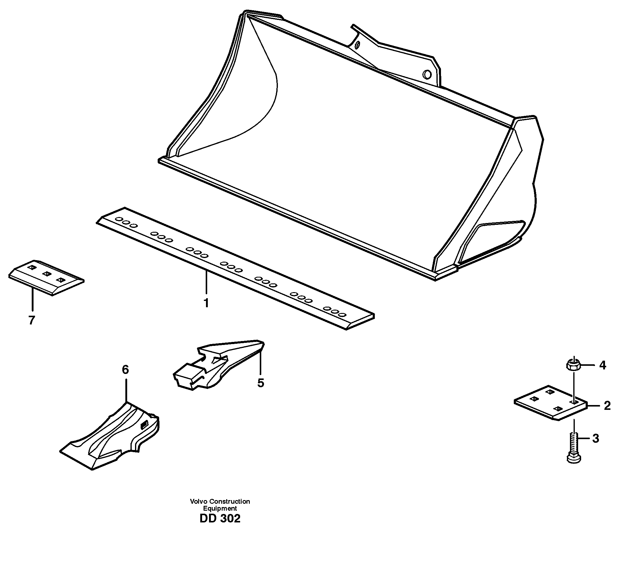 Схема запчастей Volvo EW140 - 15192 Bucket, straight with teeth ATTACHMENTS ATTACHMENTS BUCKETS