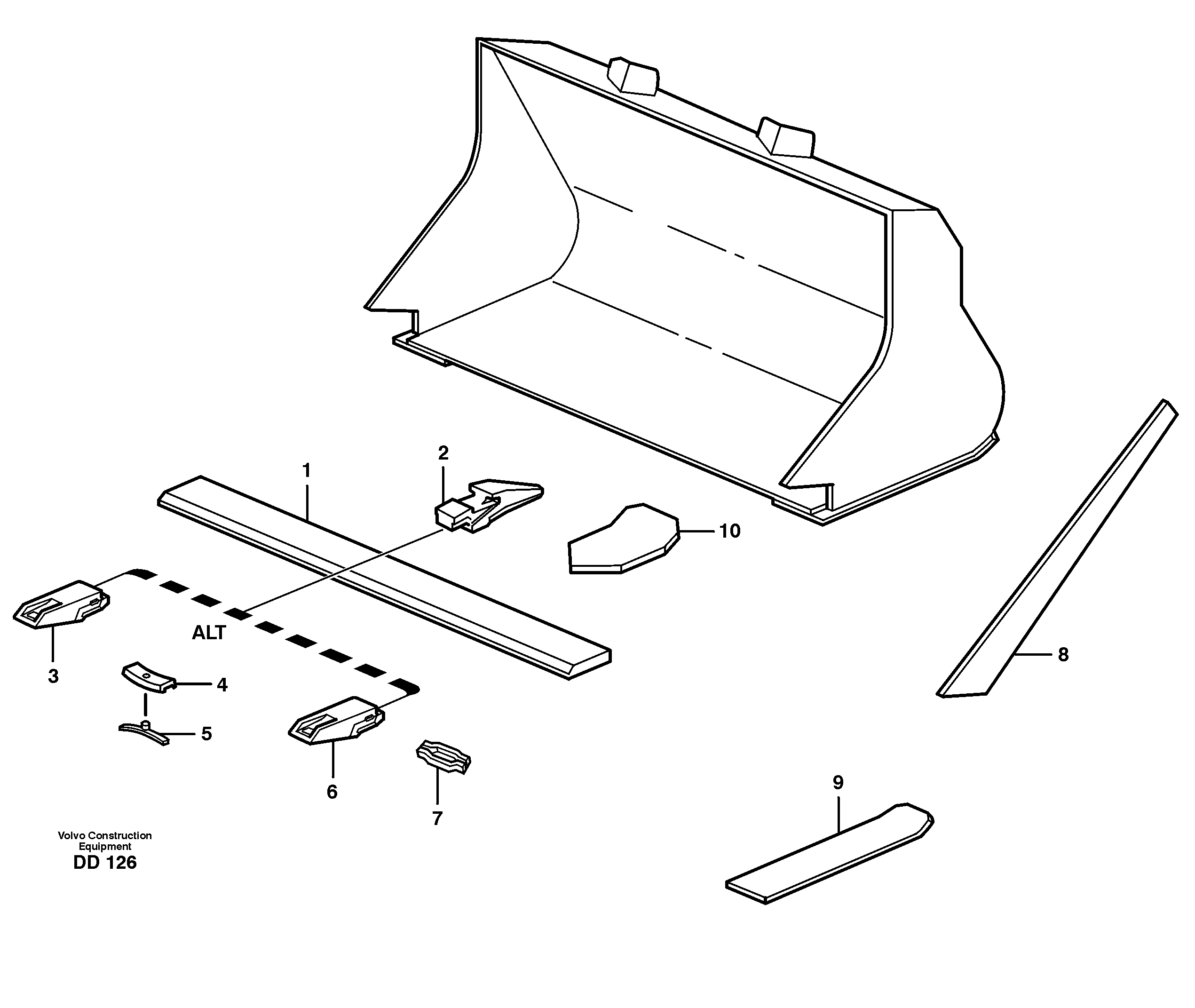 Схема запчастей Volvo EW140 - 15197 Bucket, straight with teeth ATTACHMENTS ATTACHMENTS BUCKETS