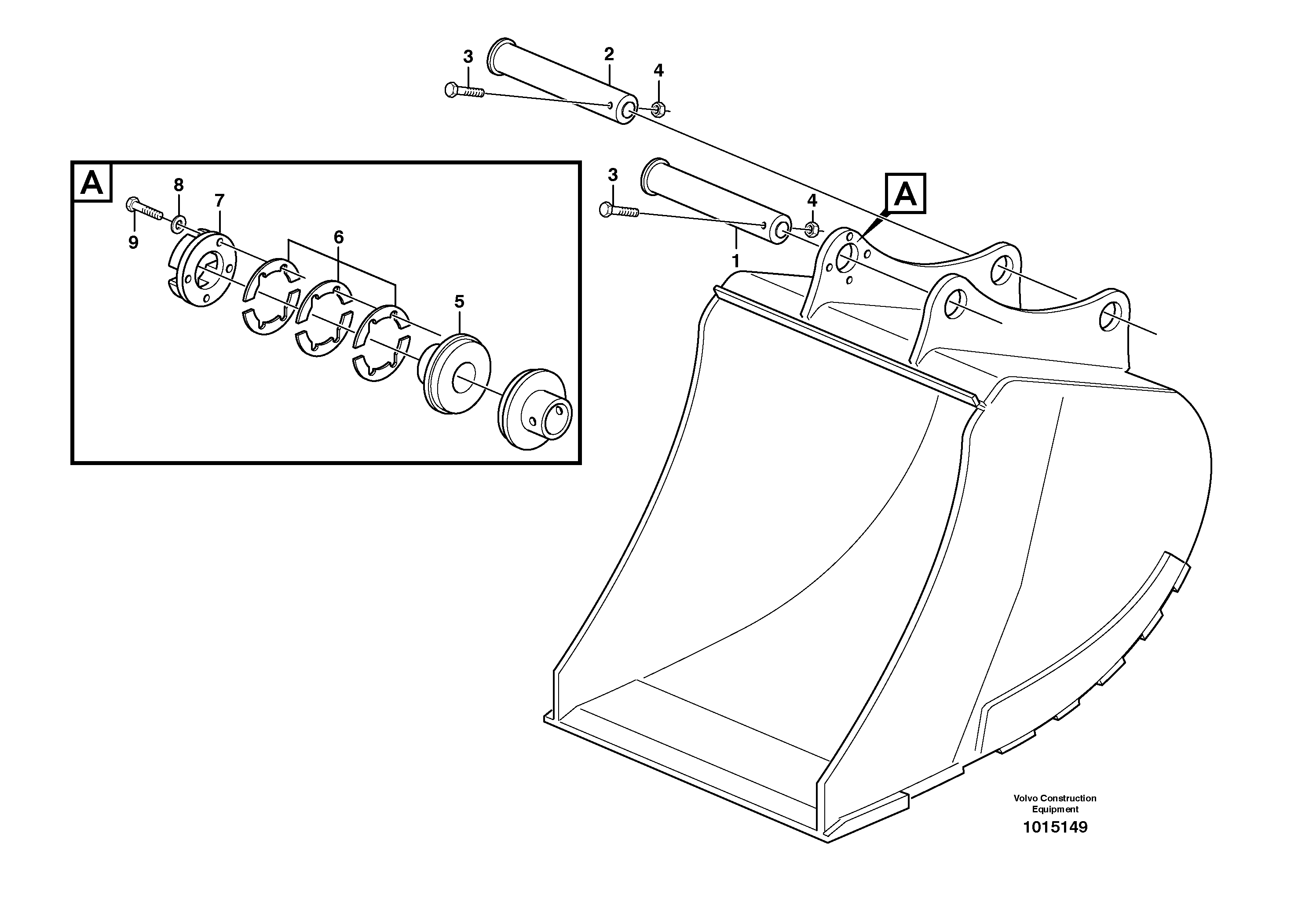 Схема запчастей Volvo EW140 - 28653 Buckets, direct fitting, Esco Super V ATTACHMENTS ATTACHMENTS BUCKETS
